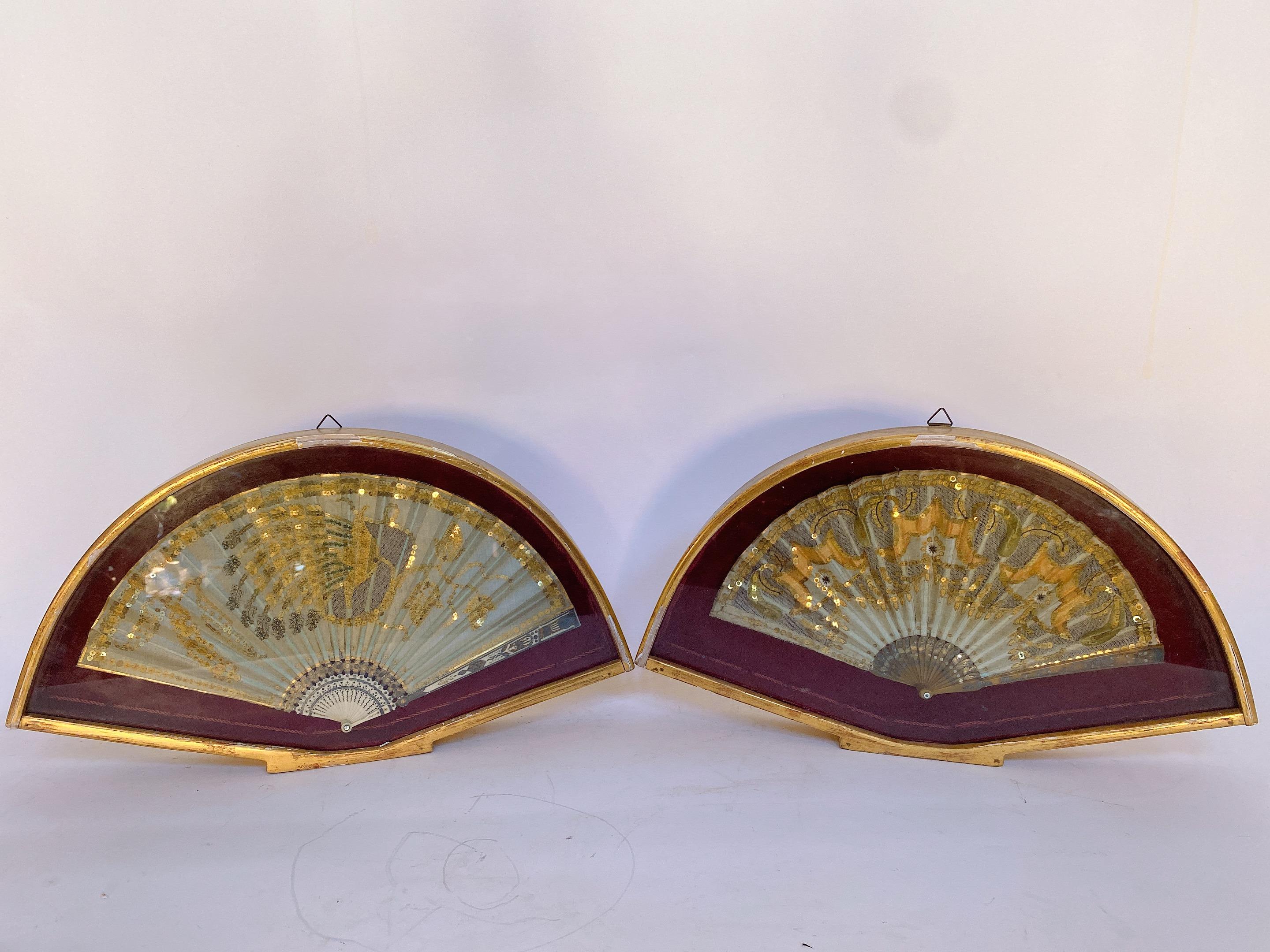 19th Century a Pair of Chinese Fan with Frame Box For Sale 9