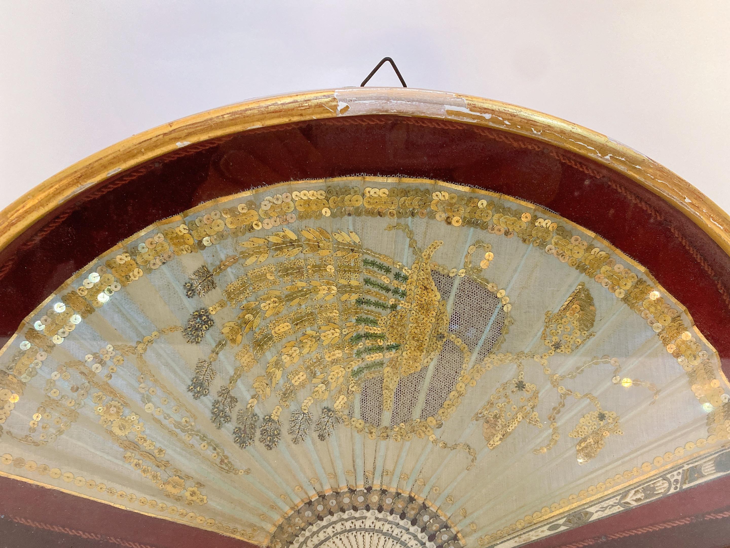 Qing 19th Century a Pair of Chinese Fan with Frame Box For Sale