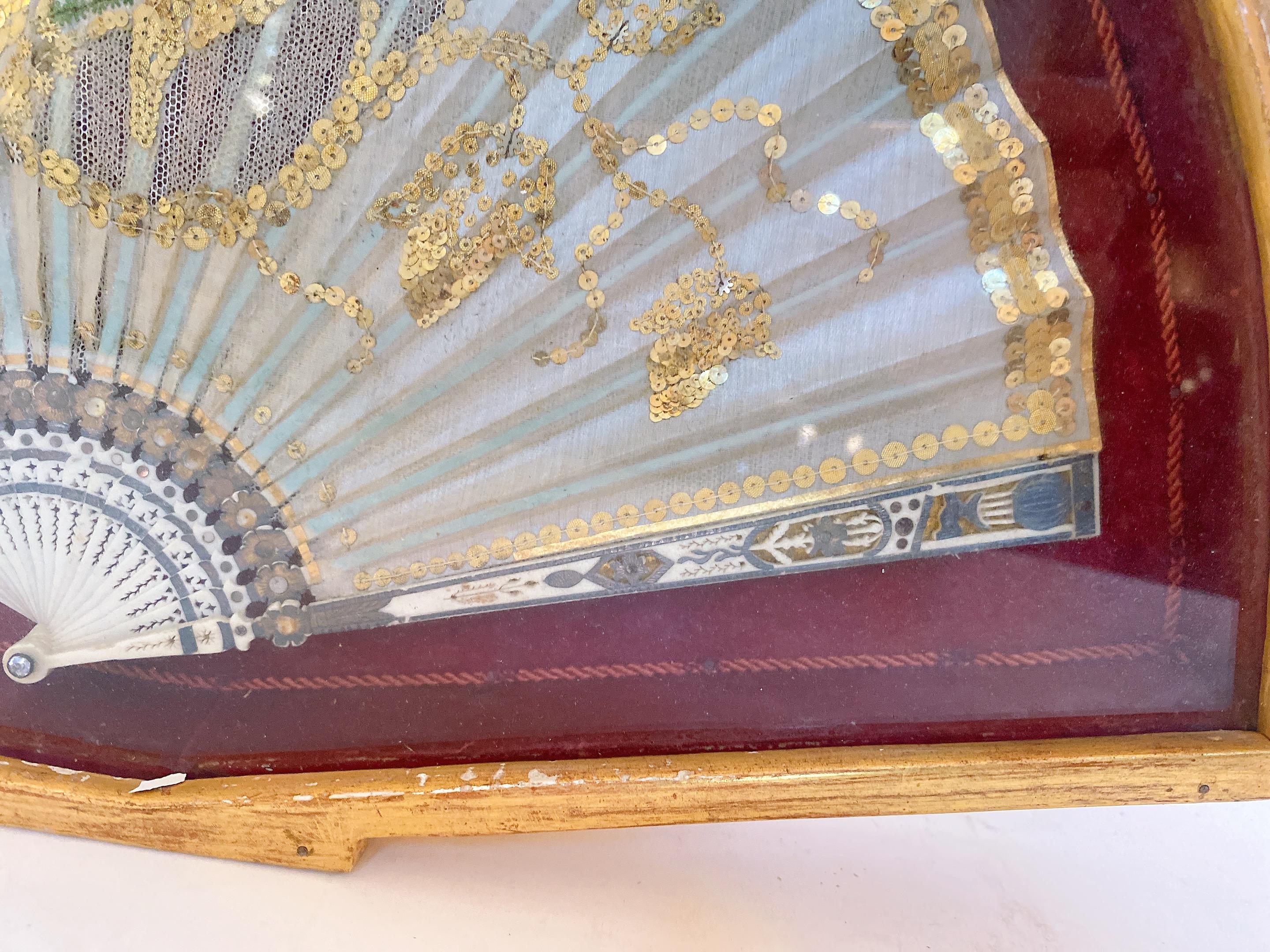 Mid-19th Century 19th Century a Pair of Chinese Fan with Frame Box For Sale