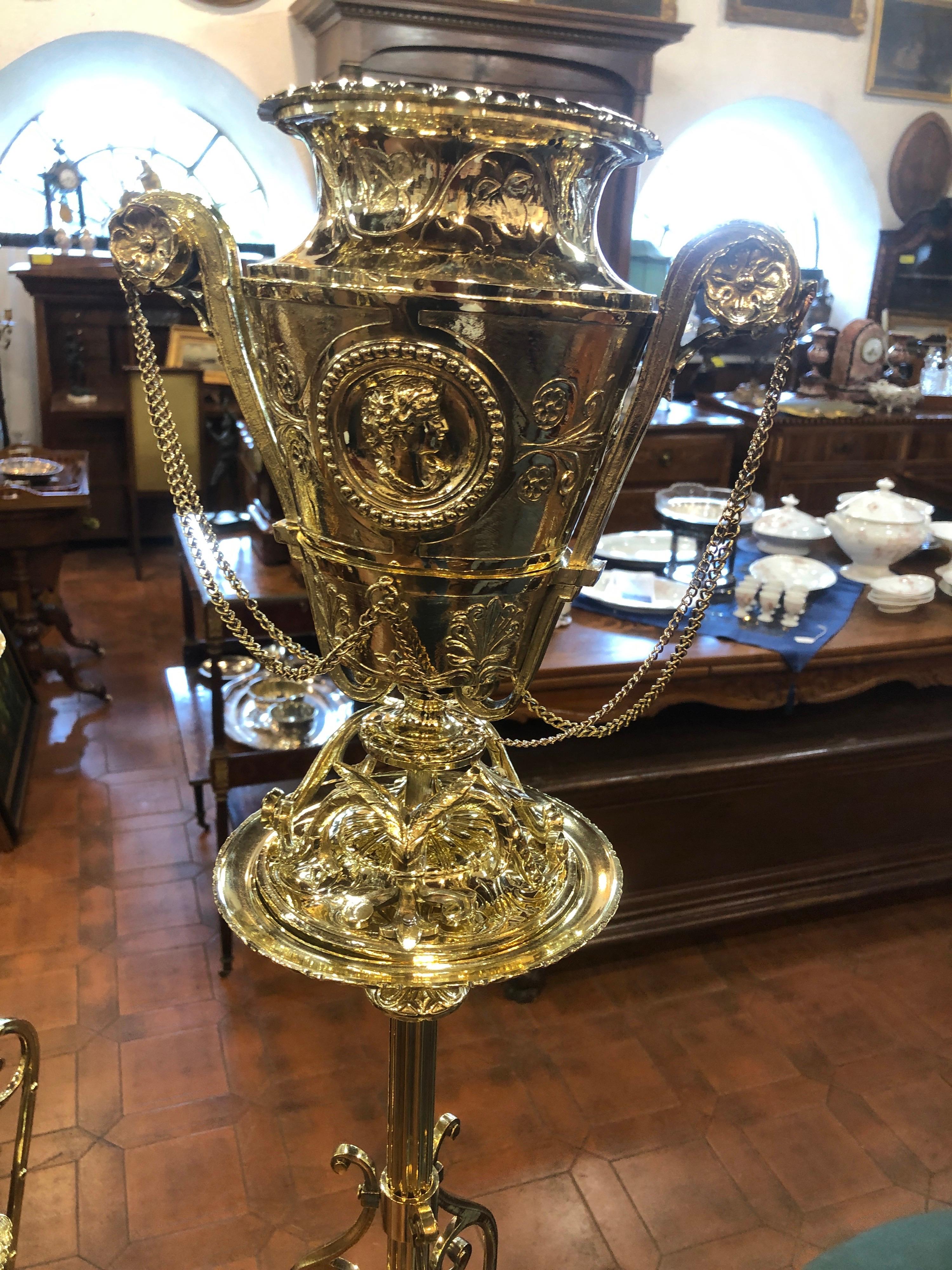 19th Century a Pair of Gueridon with Vases Empire Revival Brass, 1880s 7