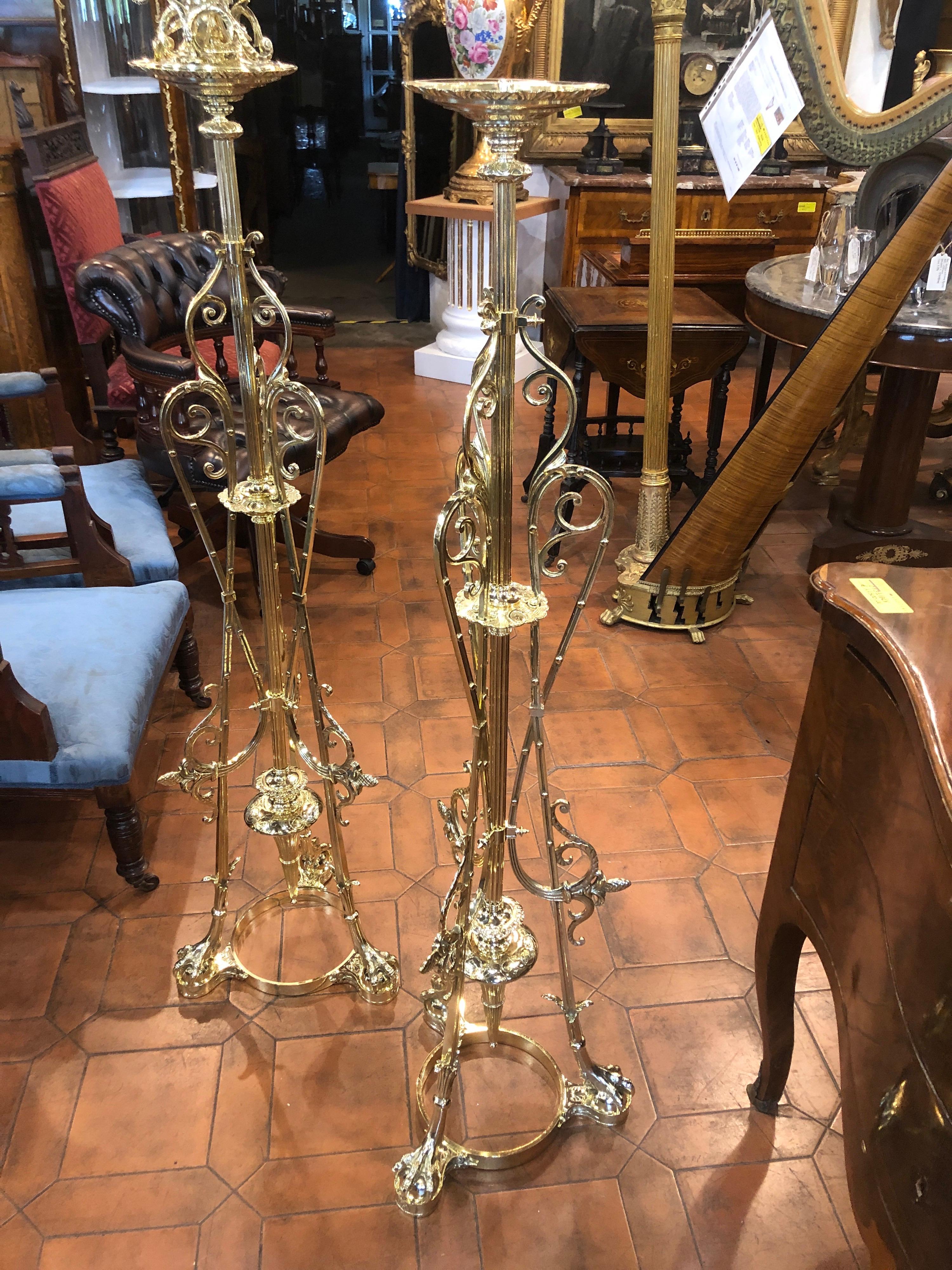 19th Century a Pair of Gueridon with Vases Empire Revival Brass, 1880s 9