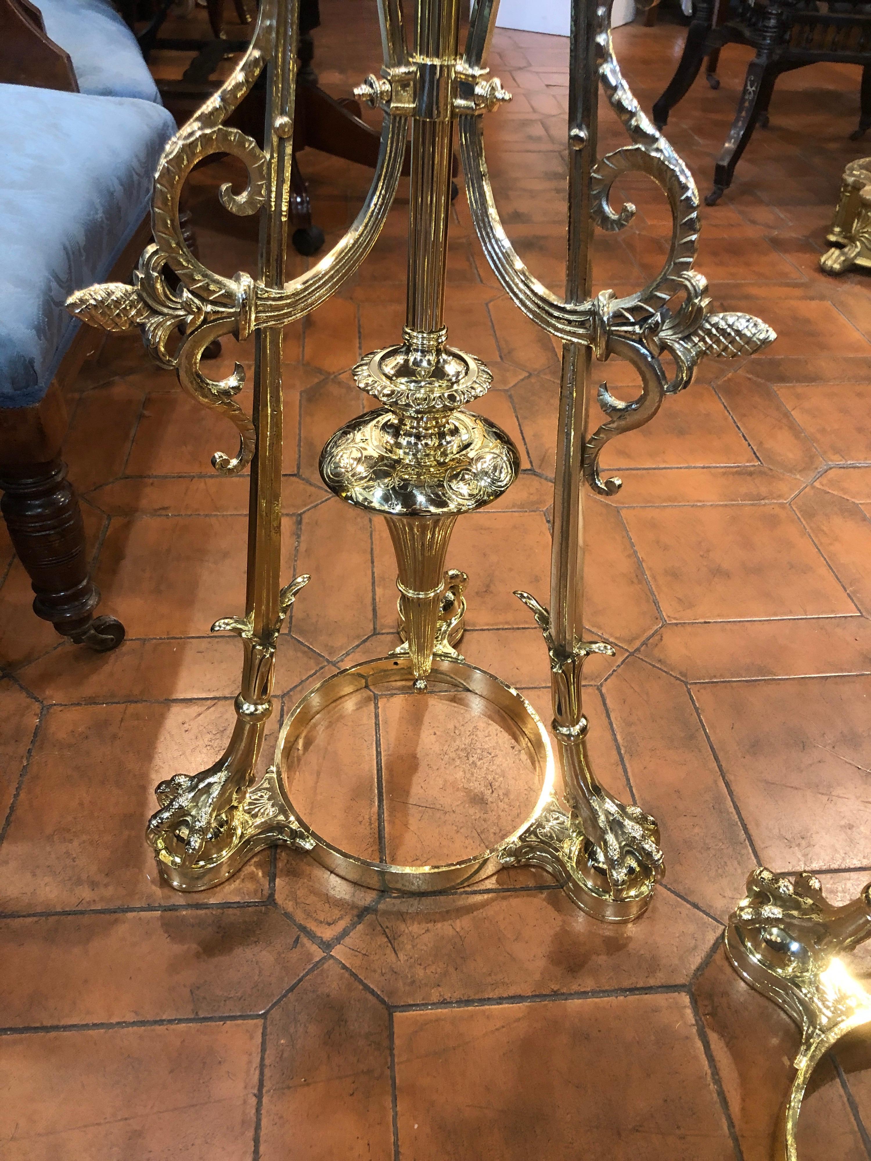 19th Century a Pair of Gueridon with Vases Empire Revival Brass, 1880s 2