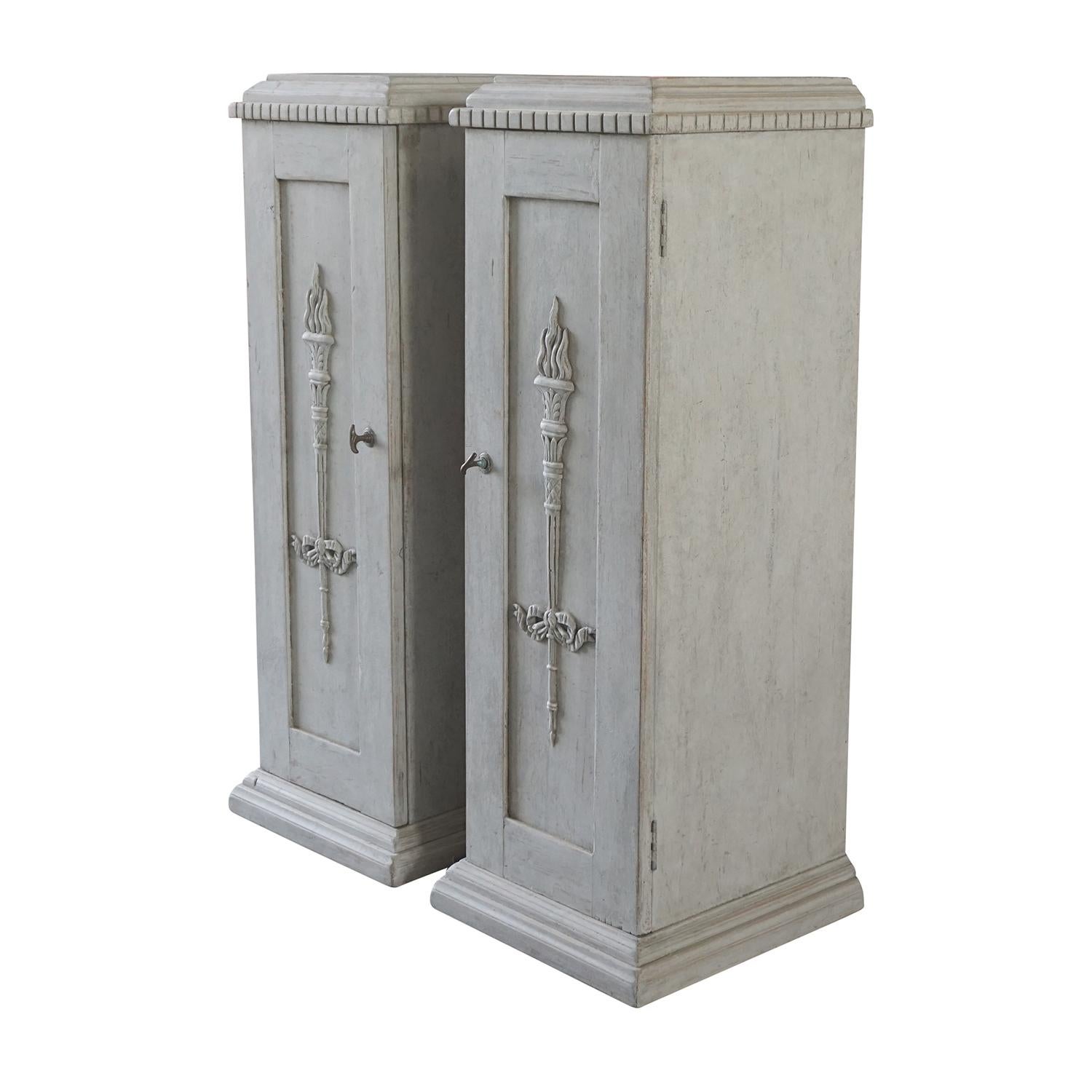 Swedish 19th Century, a Pair of Gustavian Pedestal Cabinets