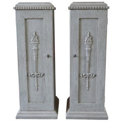 Antique 19th Century, a Pair of Gustavian Pedestal Cabinets