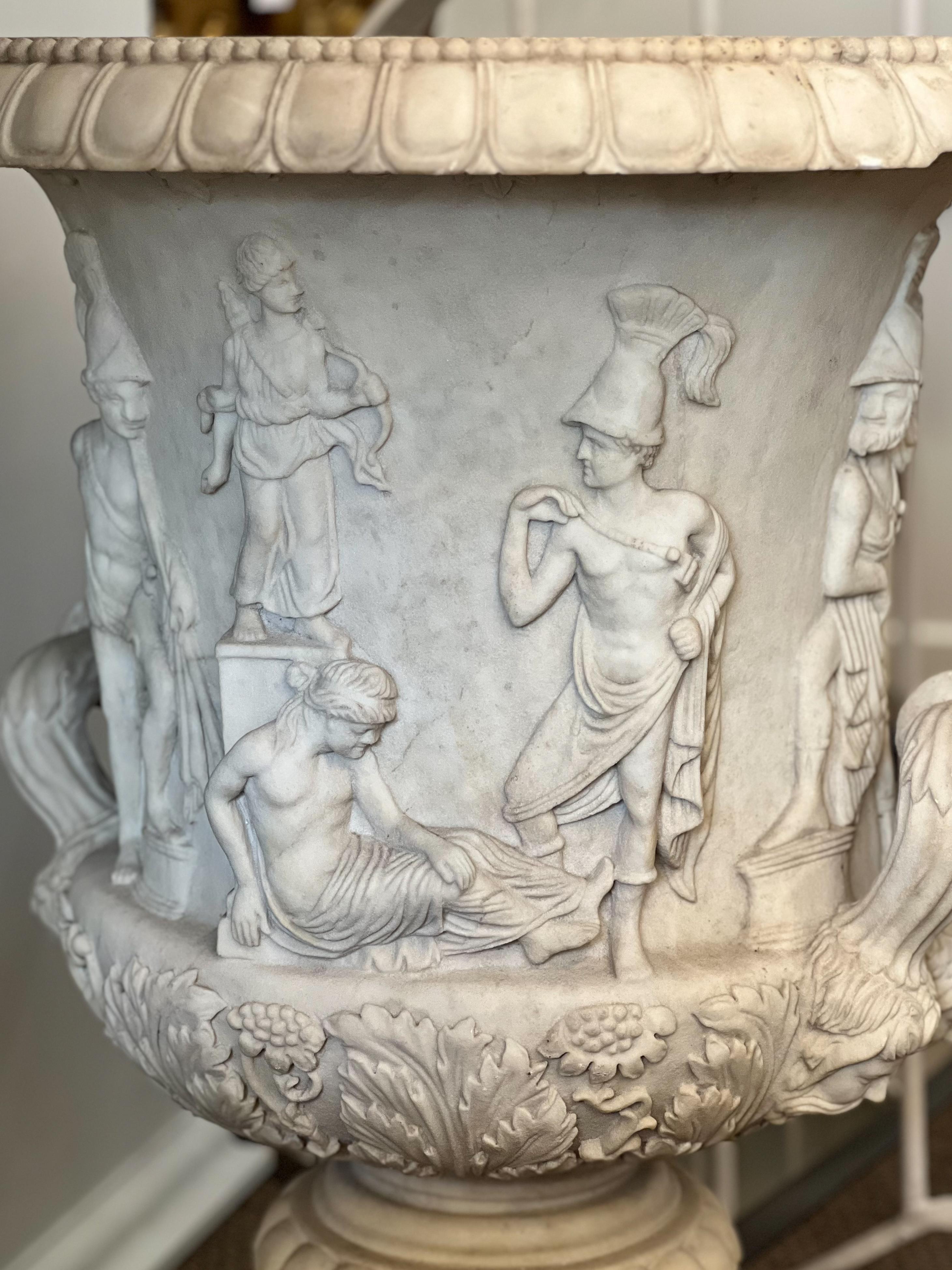 Marmo XIX SECOLO COPPIA DI VASI MEDICI ITALIANI IN MARMO in vendita