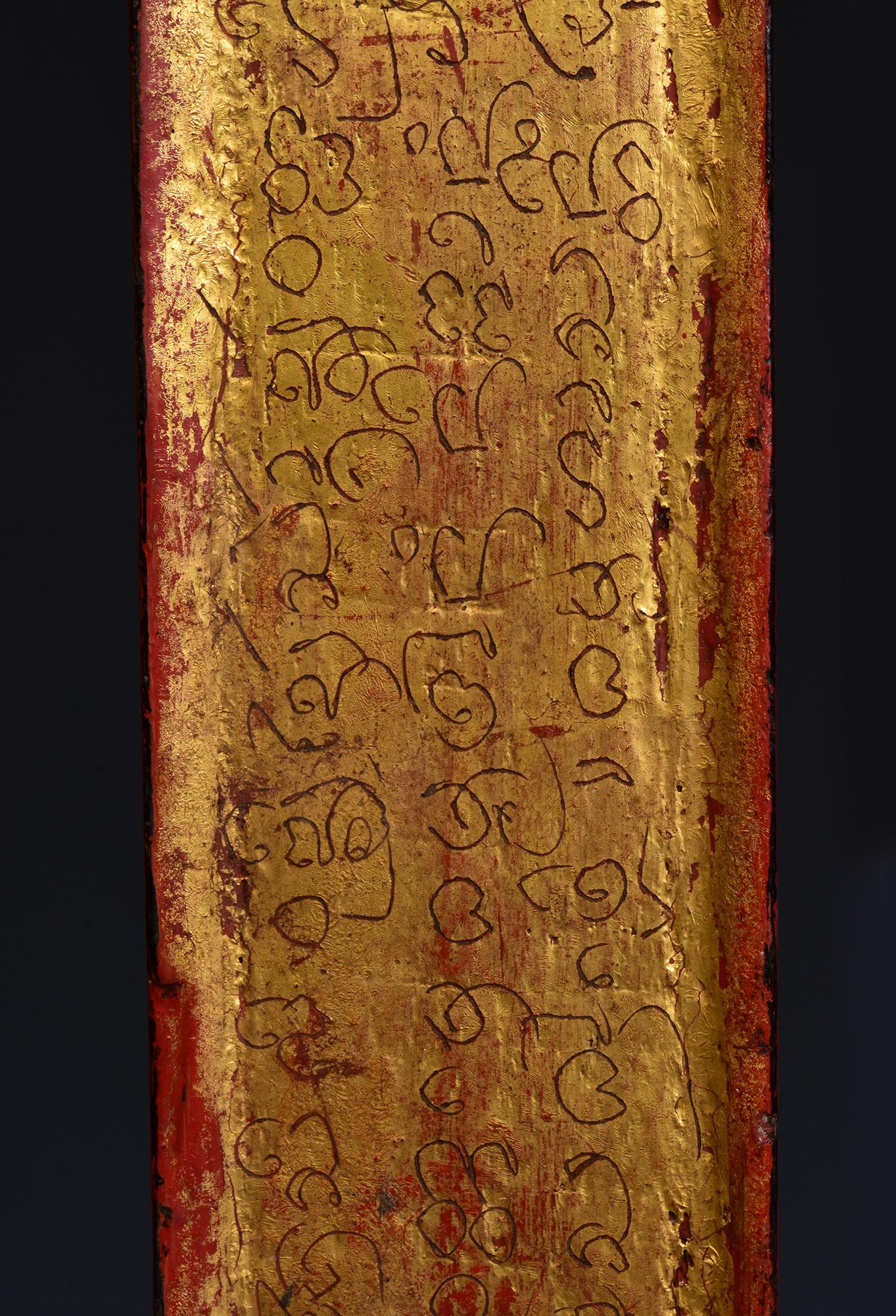 19th Century, A Set of Antique Lanna Thai Wooden Manuscript Bookmark with Stand For Sale 8