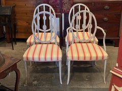 19th Century A Set of Four Painted Swedish Chairs With Oval Backs