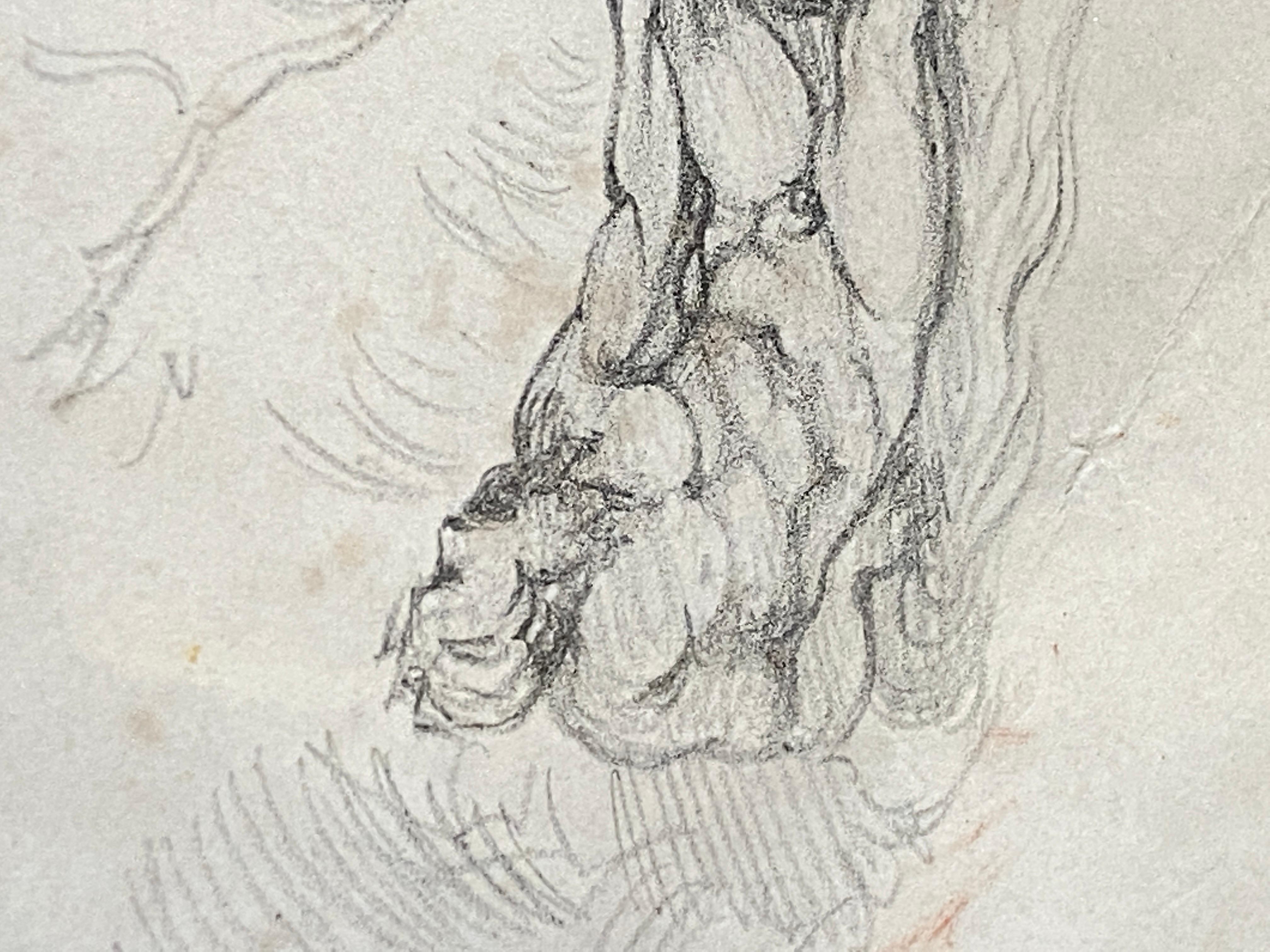 Neoclassical 19th Century Academic Drawing, Representing a Miguel Angelo Scene For Sale