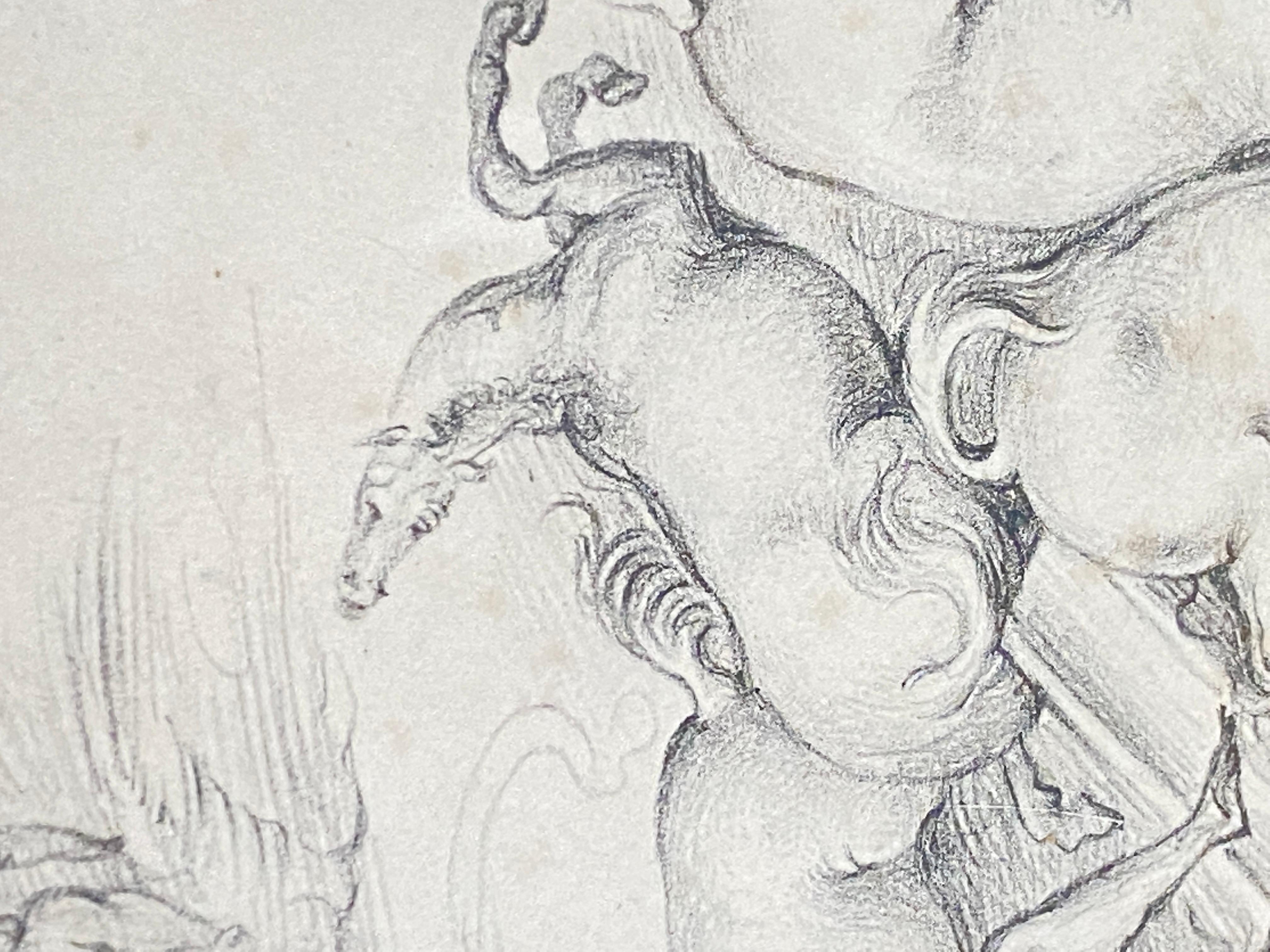 French 19th Century Academic Drawing, Representing a Miguel Angelo Scene For Sale