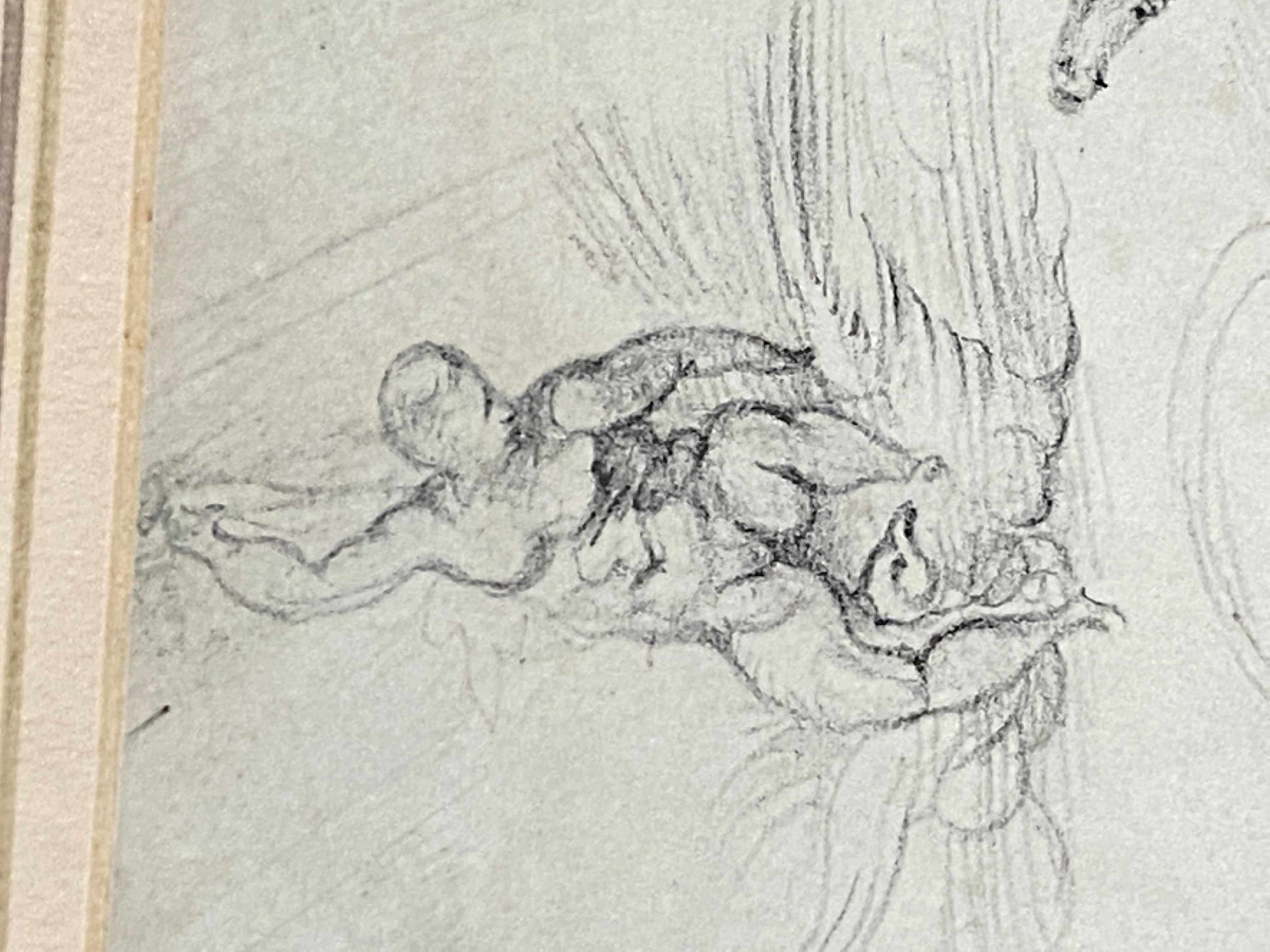 19th Century Academic Drawing, Representing a Miguel Angelo Scene In Good Condition For Sale In Auribeau sur Siagne, FR