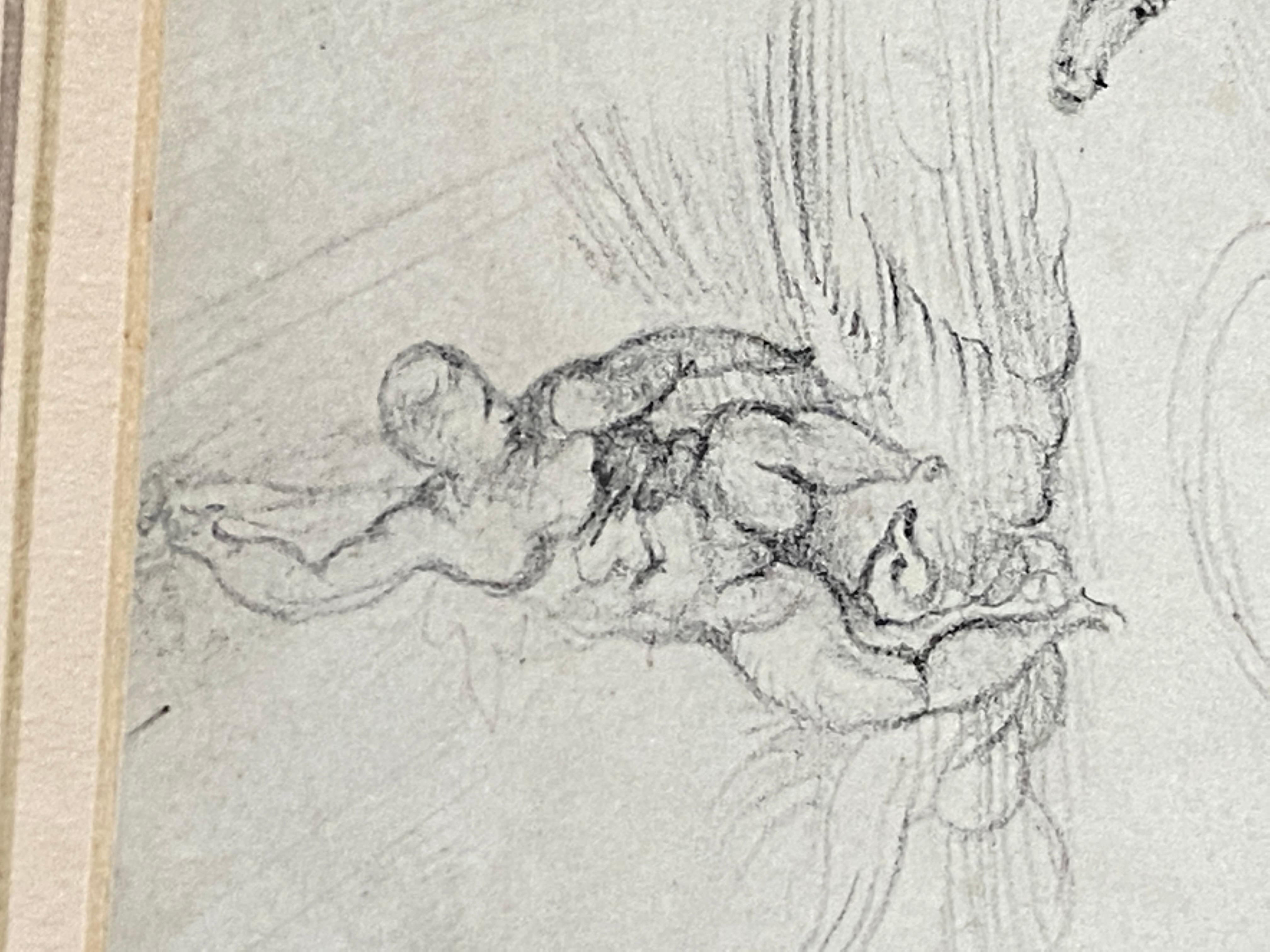 Dibujo académico del siglo XIX, que representa una escena de Miguel Ángel en Bueno estado para la venta en Auribeau sur Siagne, FR
