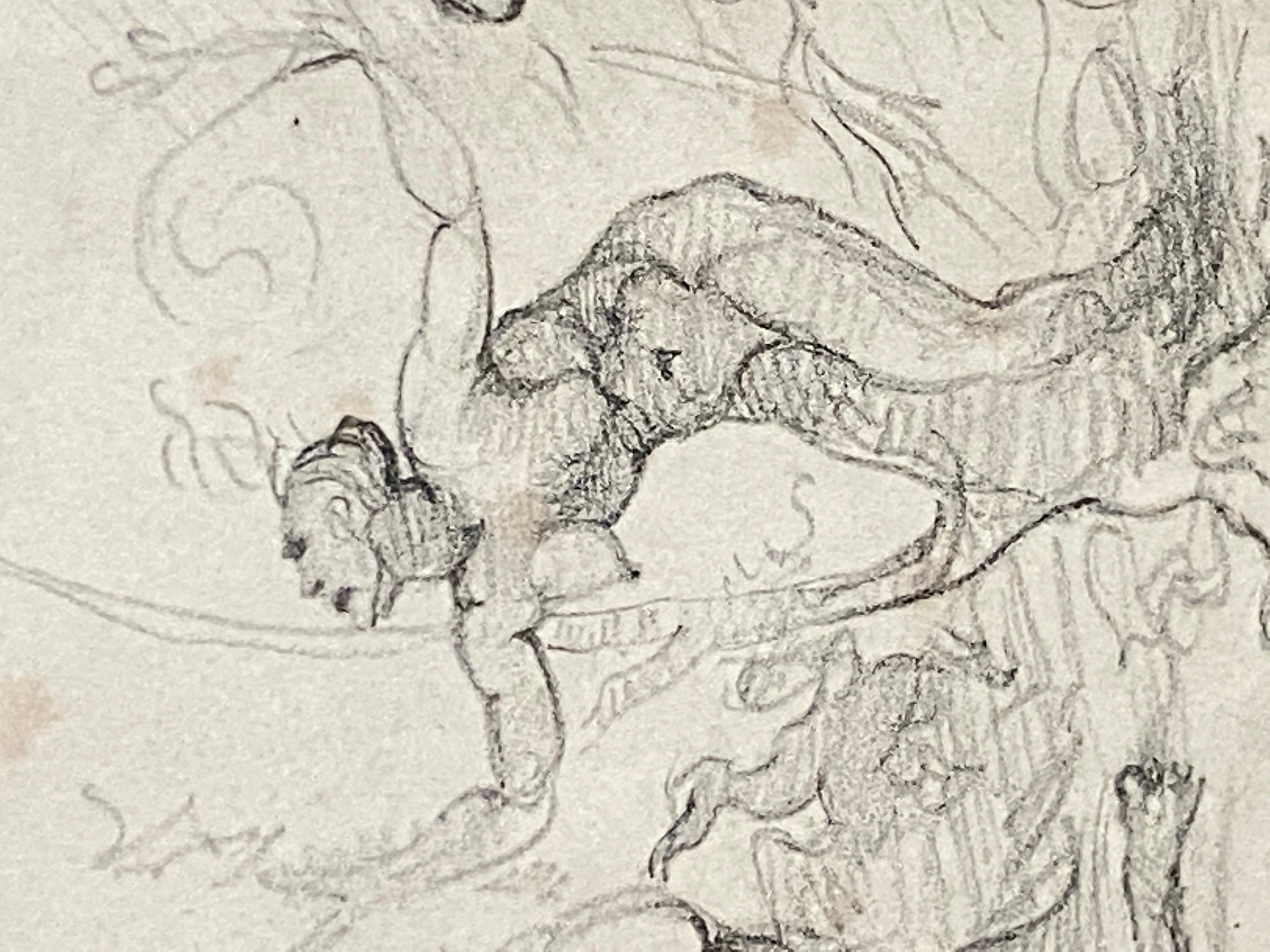 Paper 19th Century Academic Drawing, Representing a Miguel Angelo Scene For Sale