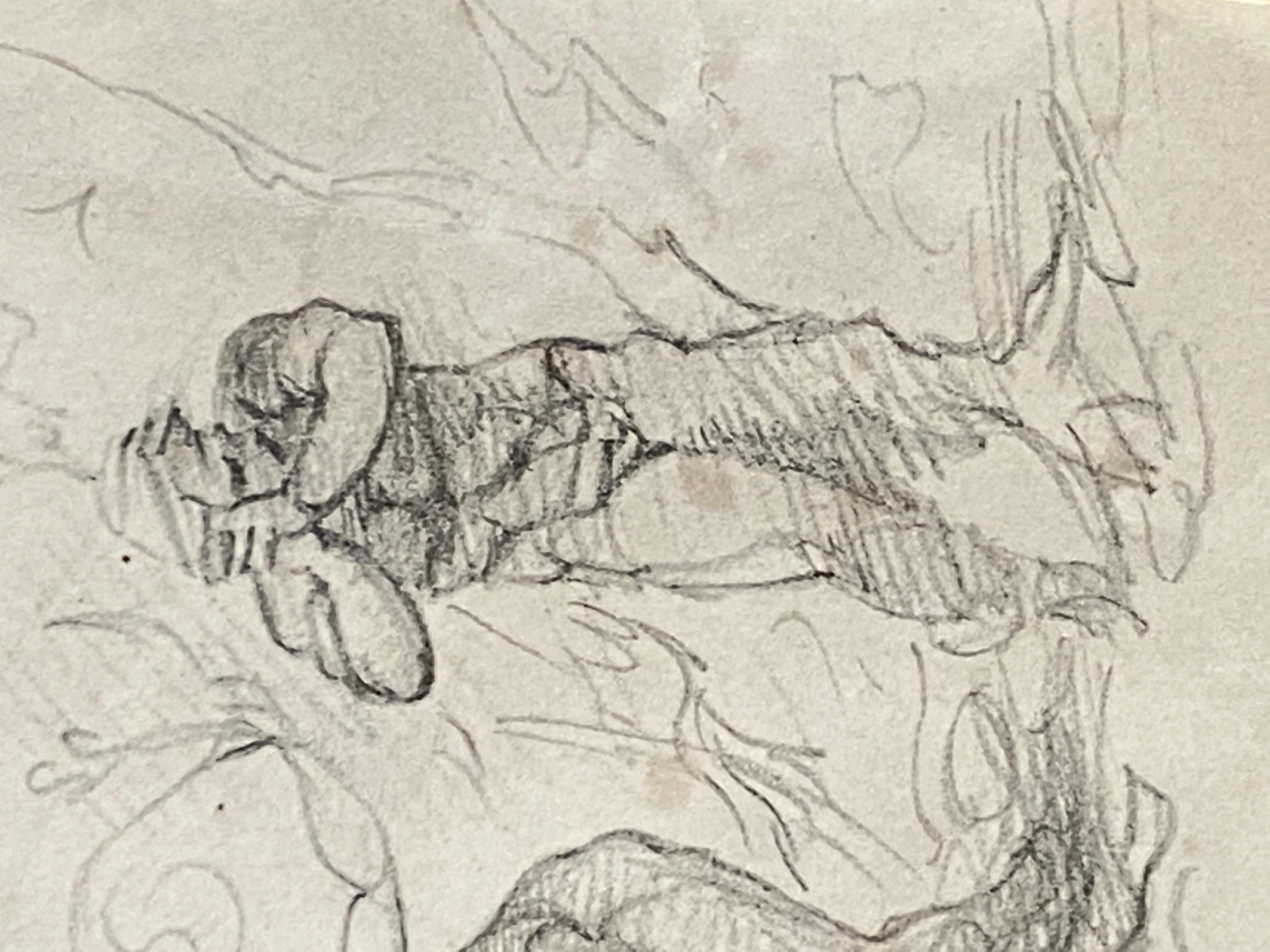 Dibujo académico del siglo XIX, que representa una escena de Miguel Ángel en venta 1