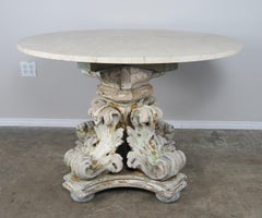 19th Century Acanthus Leaf Painted Table with Marble Top