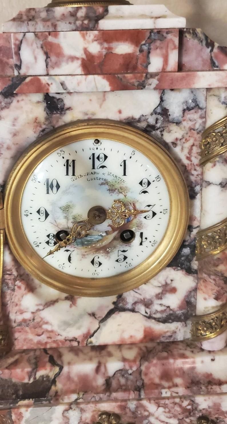 Brass 19th Century AD Mougin Parisian Napoleon III Clock & Garniture Set For Sale