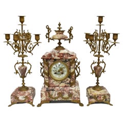 19th Century AD Mougin Parisian Napoleon III Clock & Garniture Set