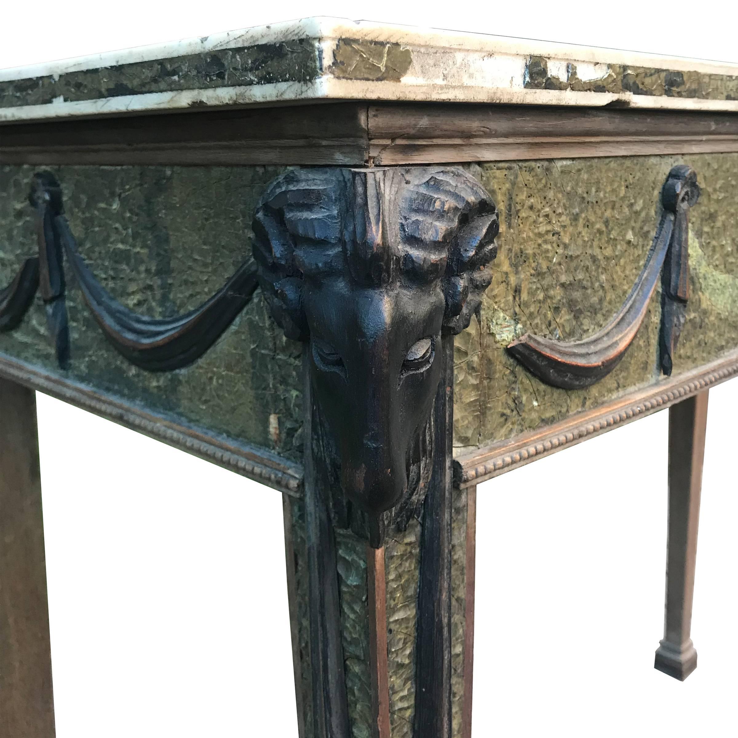 19th Century Adam Style Scagliola Console Table In Fair Condition In Chicago, IL