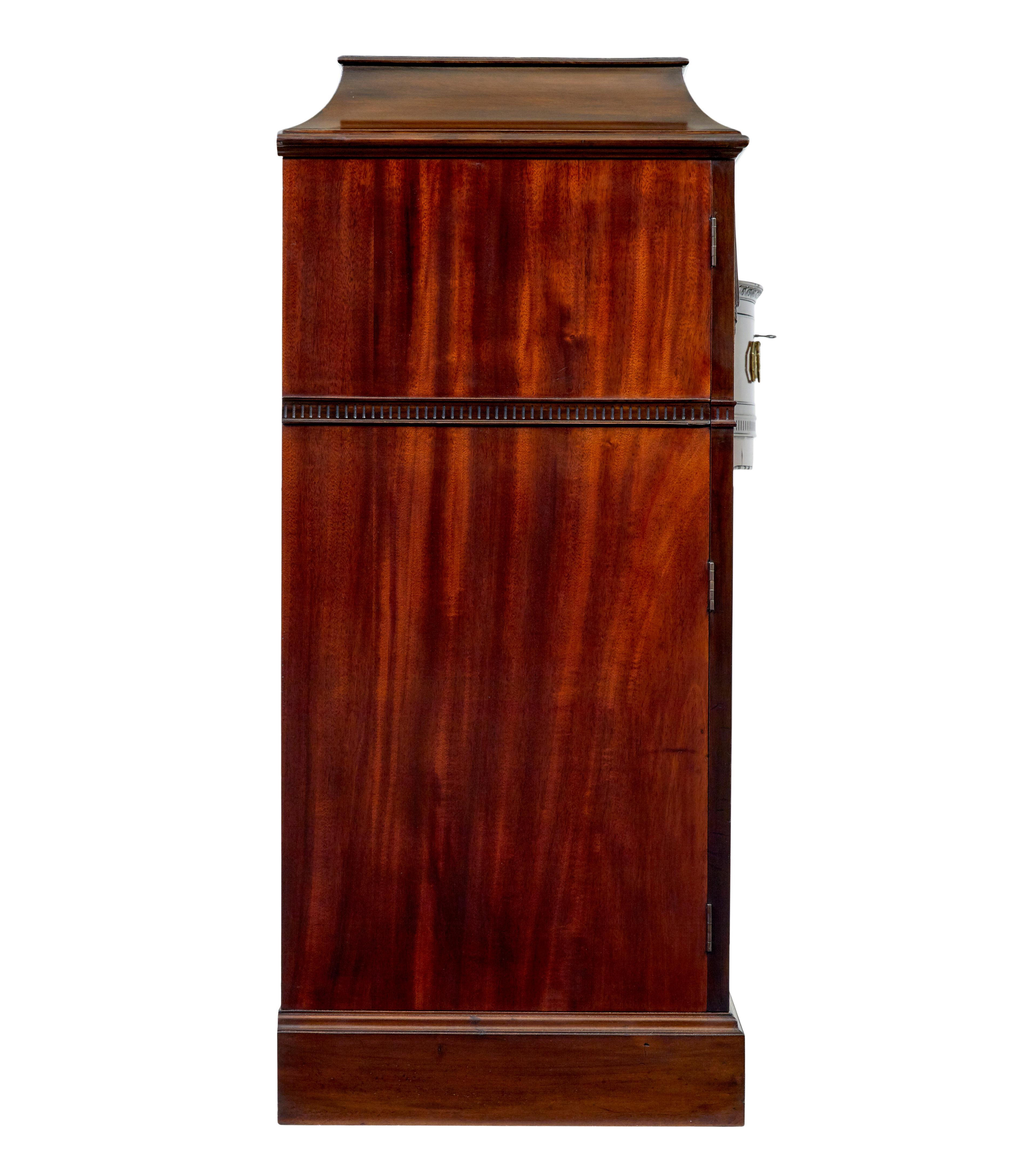 19th century Adams revival carved mahogany pedestal sideboard In Good Condition For Sale In Debenham, Suffolk