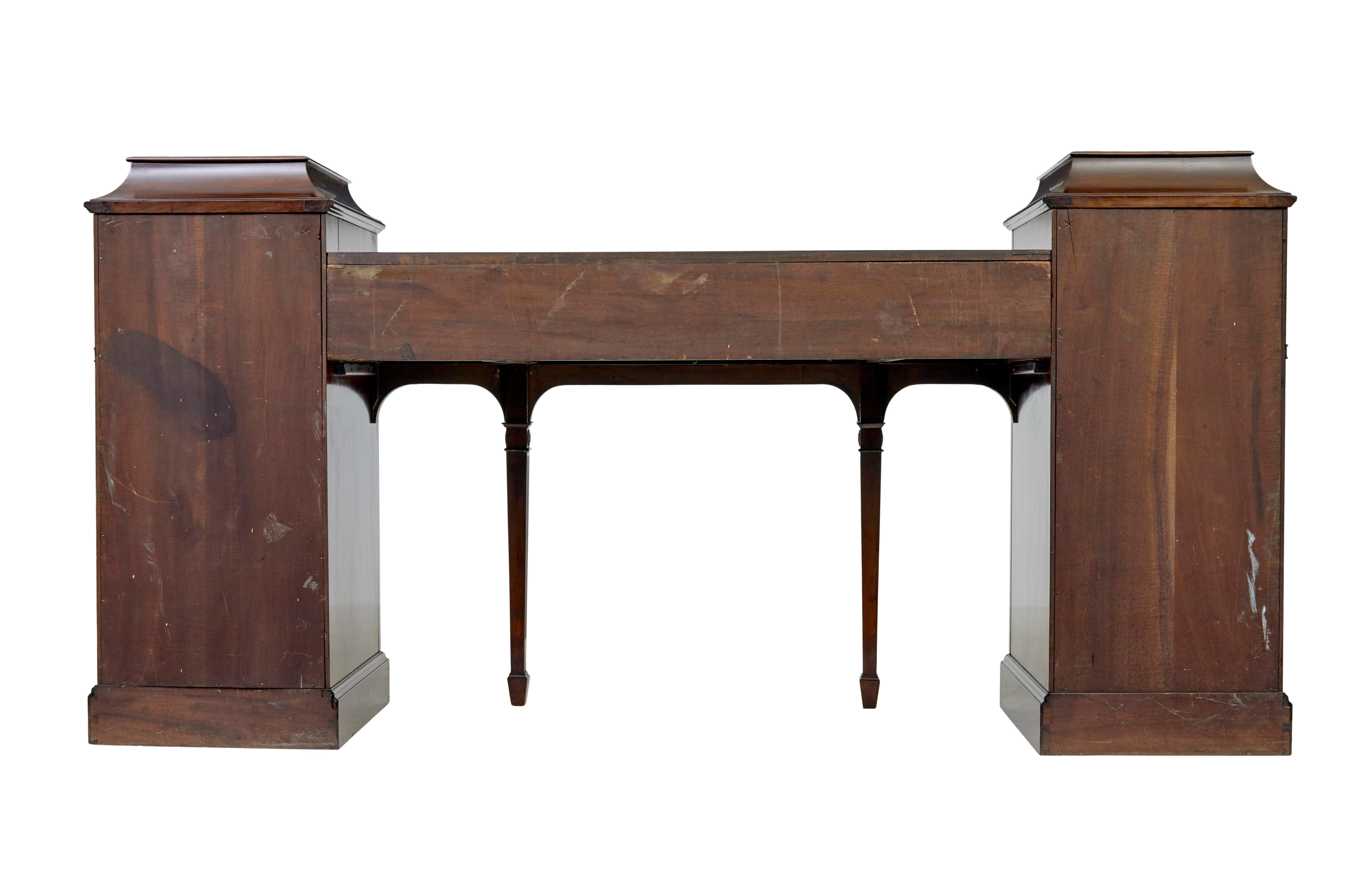 19th Century 19th century Adams revival carved mahogany pedestal sideboard For Sale