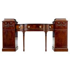 Antique 19th century Adams revival carved mahogany pedestal sideboard