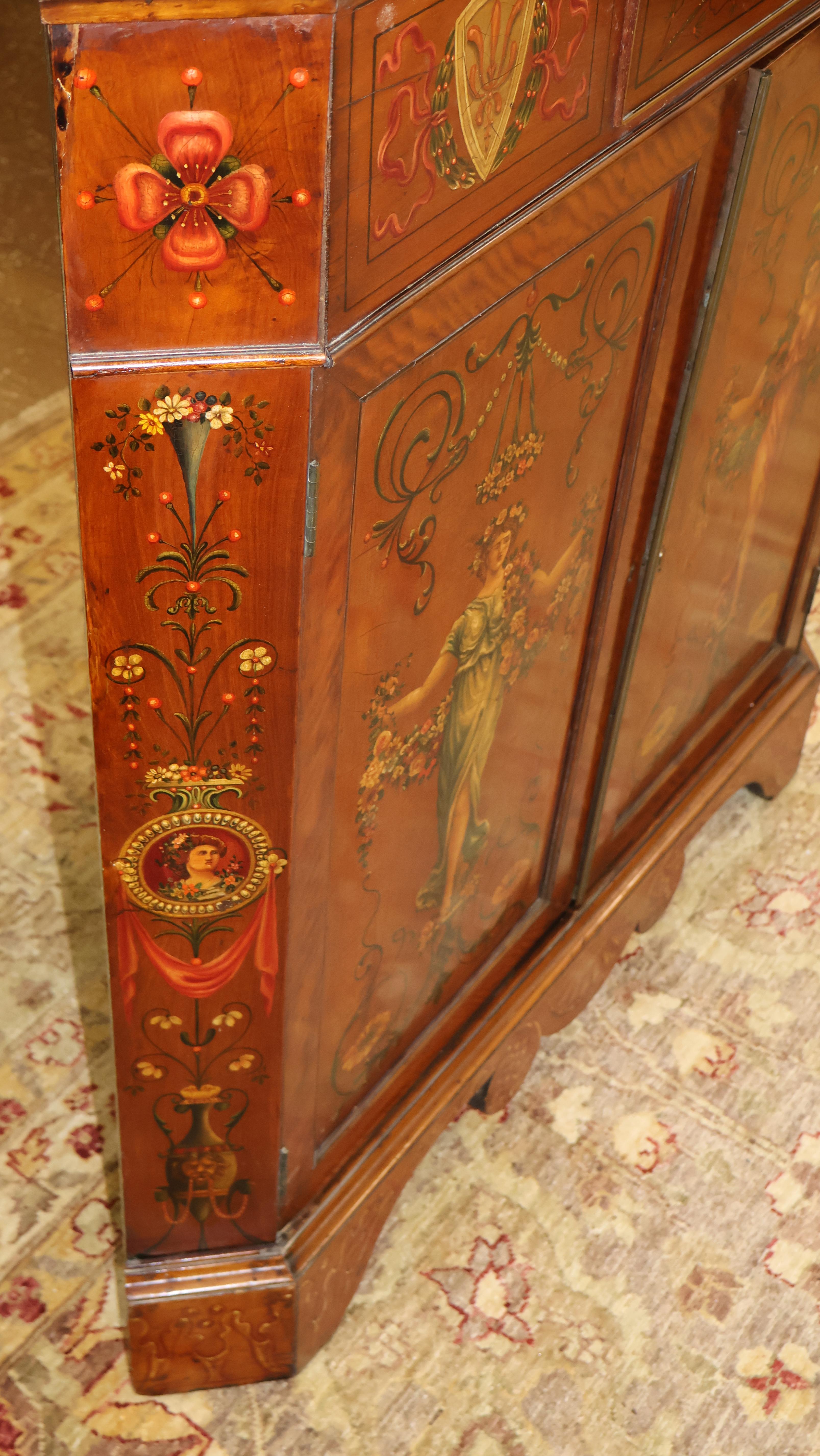 19th Century Adam Style Satinwood Painted Display China Corner Cabinet For Sale 8