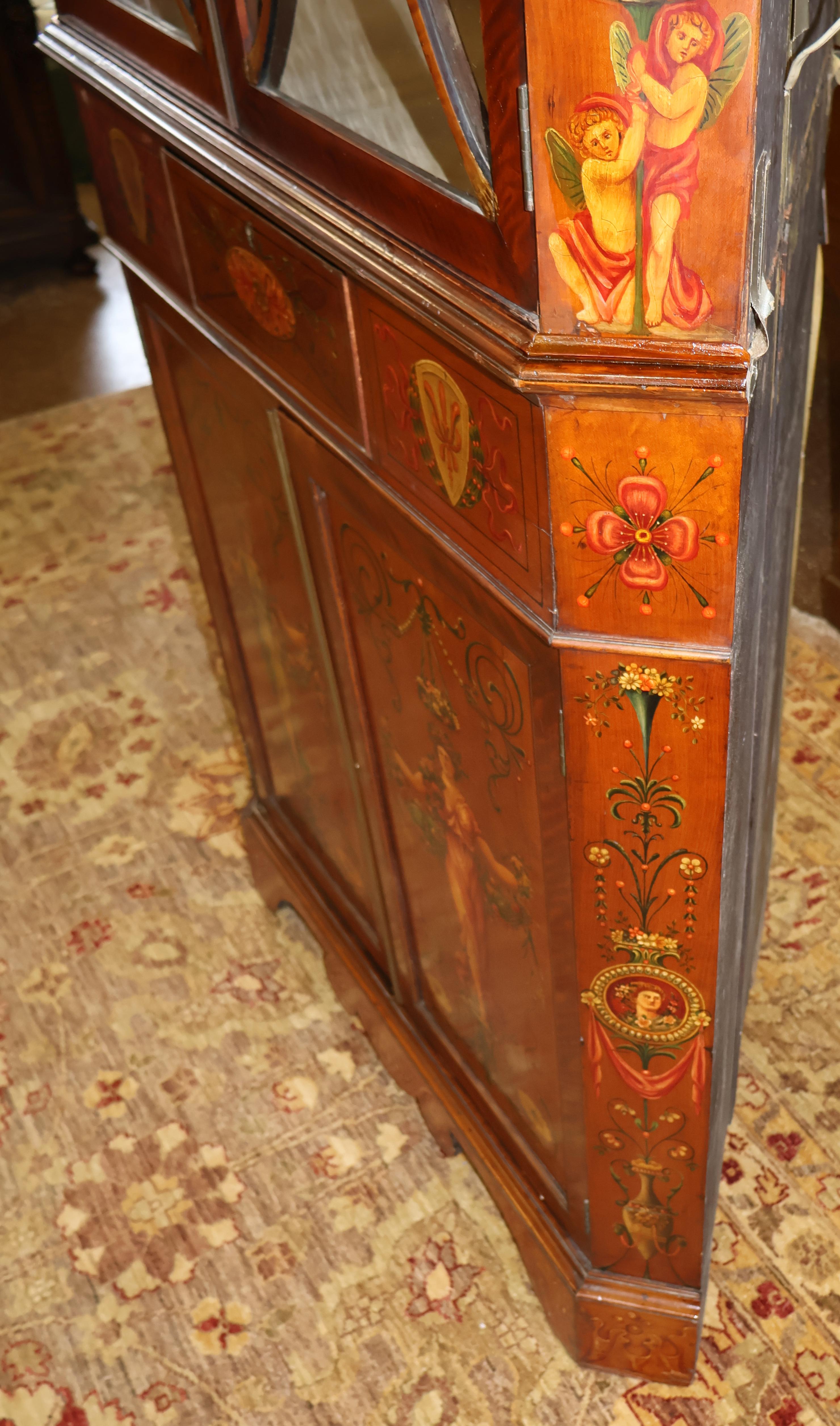 19th Century Adam Style Satinwood Painted Display China Corner Cabinet For Sale 10