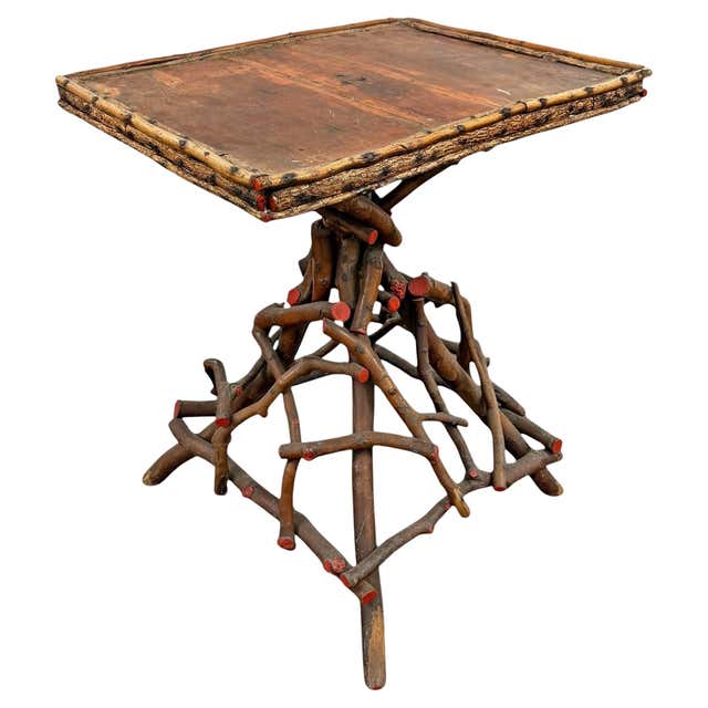 Antique Adirondack Bent Twig Console Table, Primitive Design, 1940 For ...