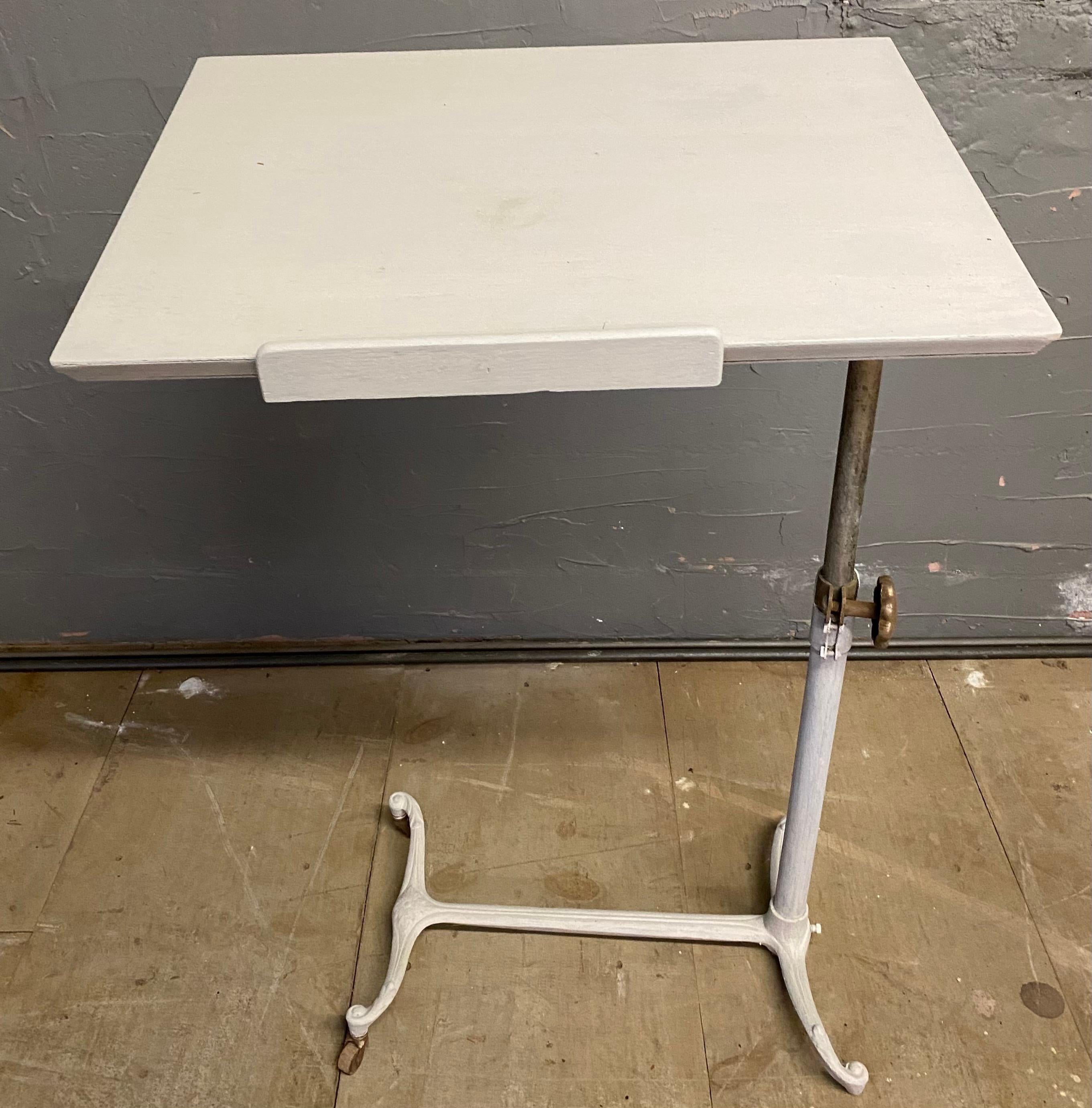 19th Century Adjustable Drafting Table on Cast Iron Base For Sale 2