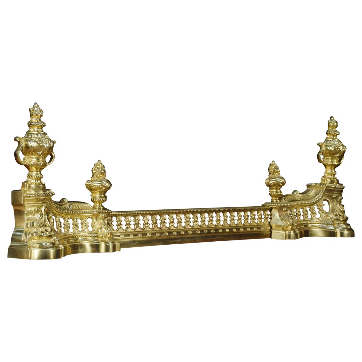19th Century Adjustable French Gilt-Brass Fender For Sale