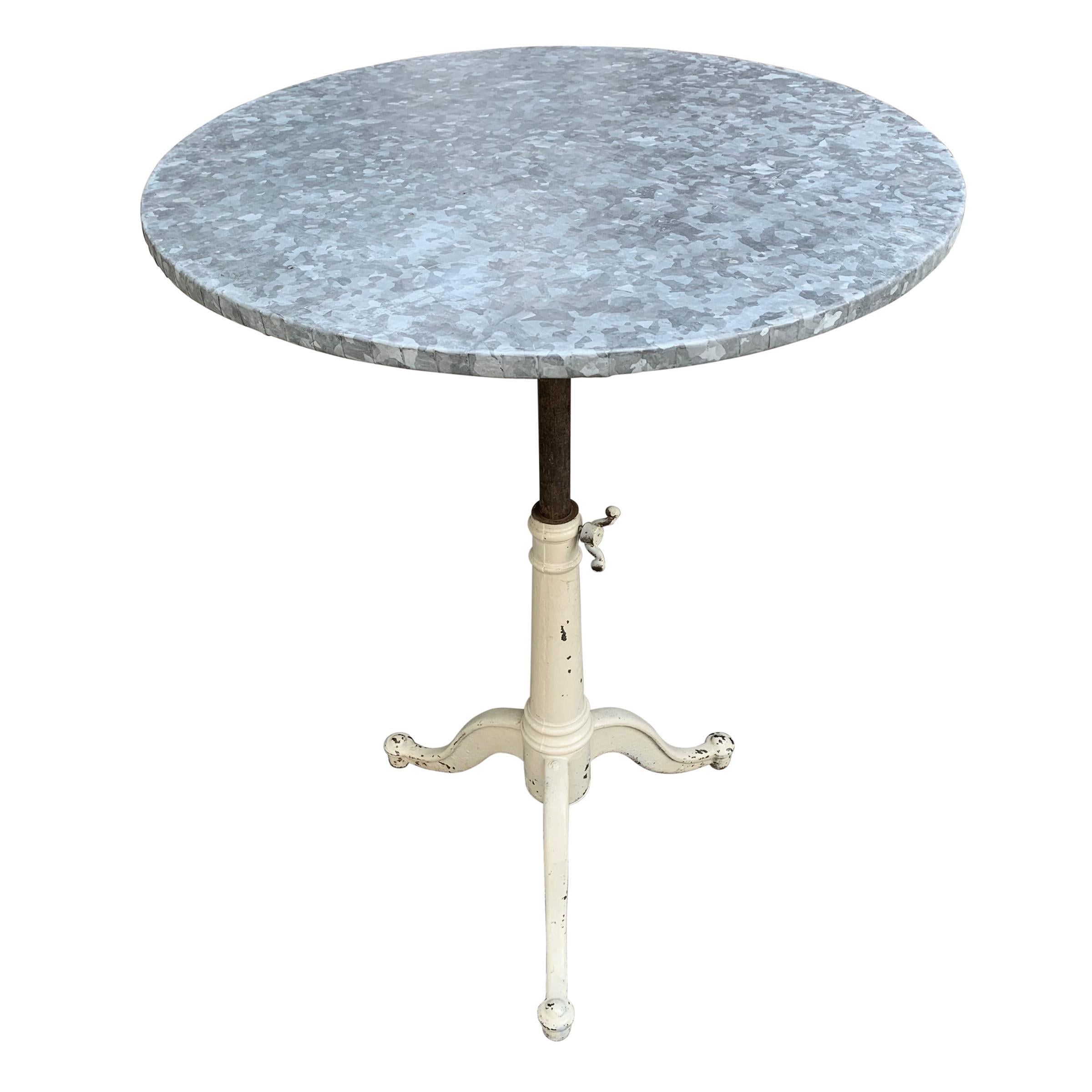 Industrial 19th Century Adjustable Zinc Top Café Table