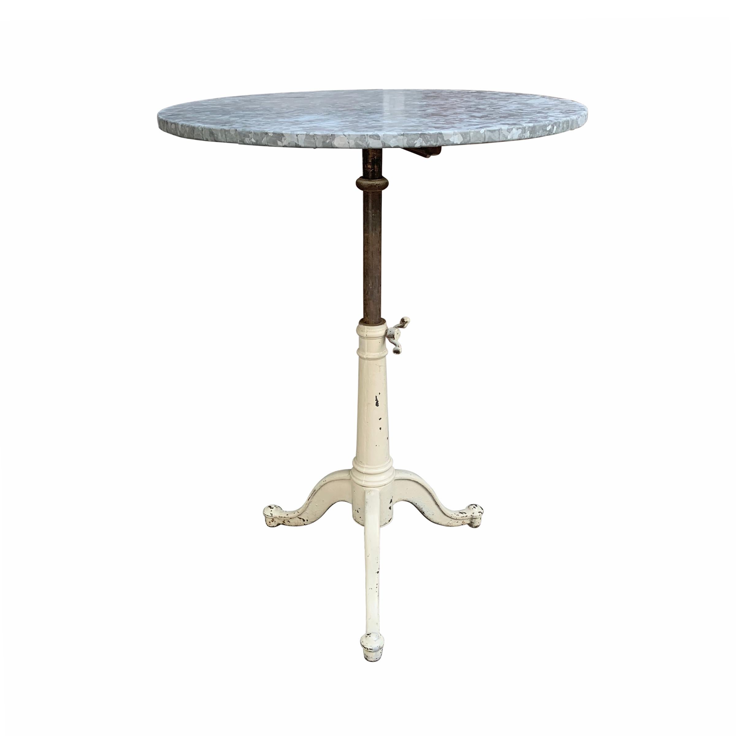 American 19th Century Adjustable Zinc Top Café Table