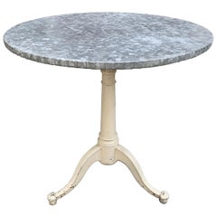 Table à abattant réglable en zinc du XIXe siècle avec plateau en forme de feuille