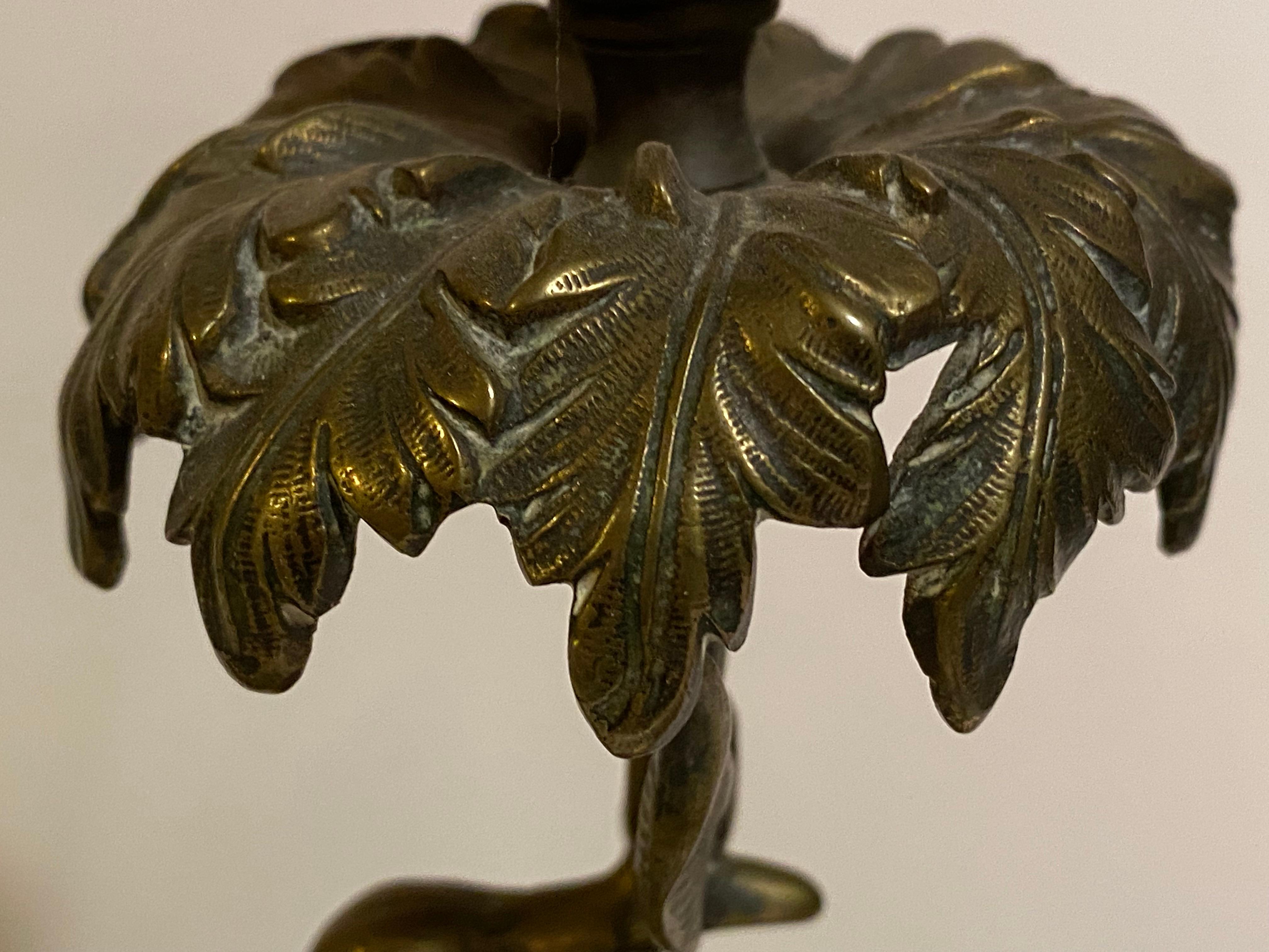 19th Century Aesthetic Bronze Flamingo Candle Holders 4