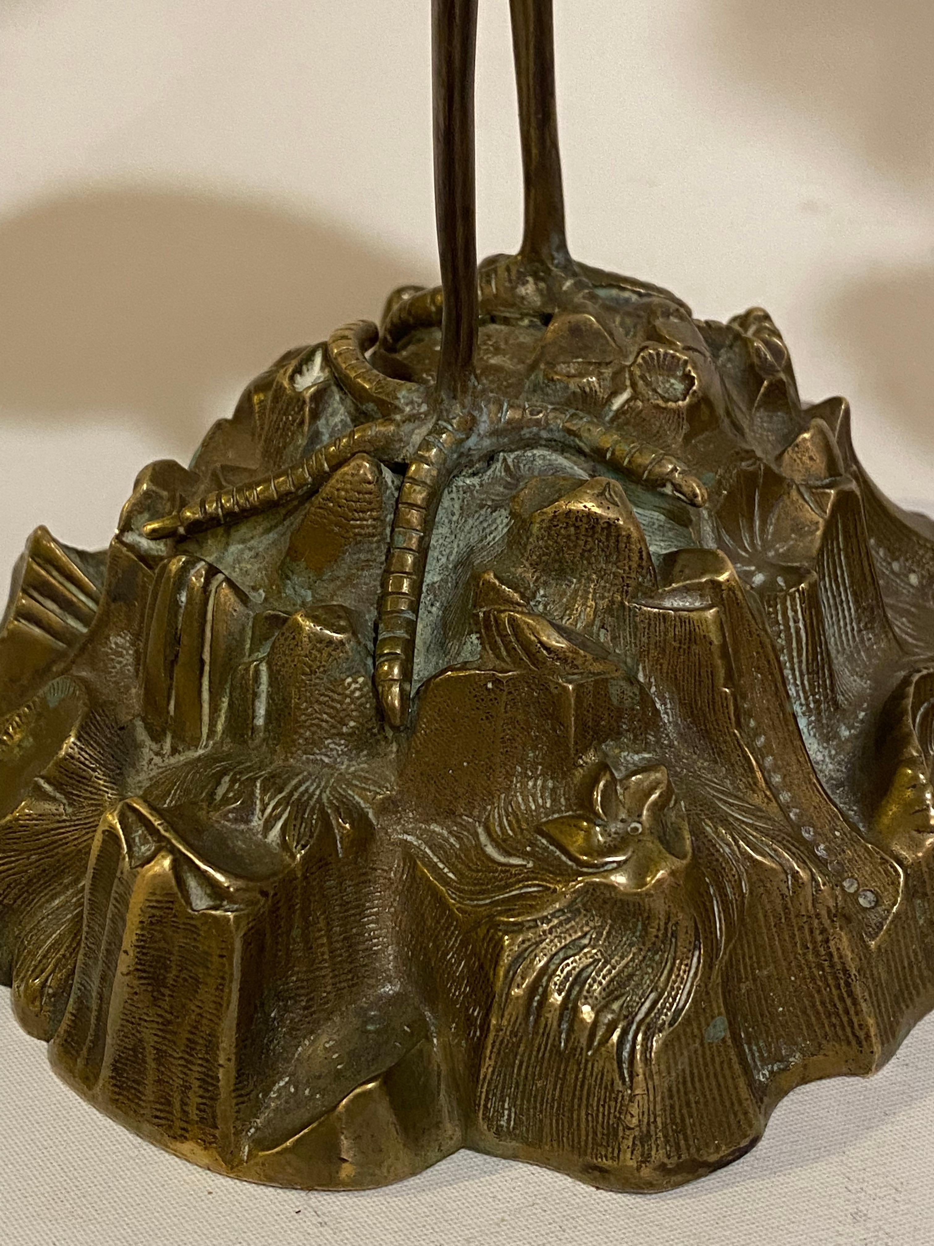 19th Century Aesthetic Bronze Flamingo Candle Holders 7