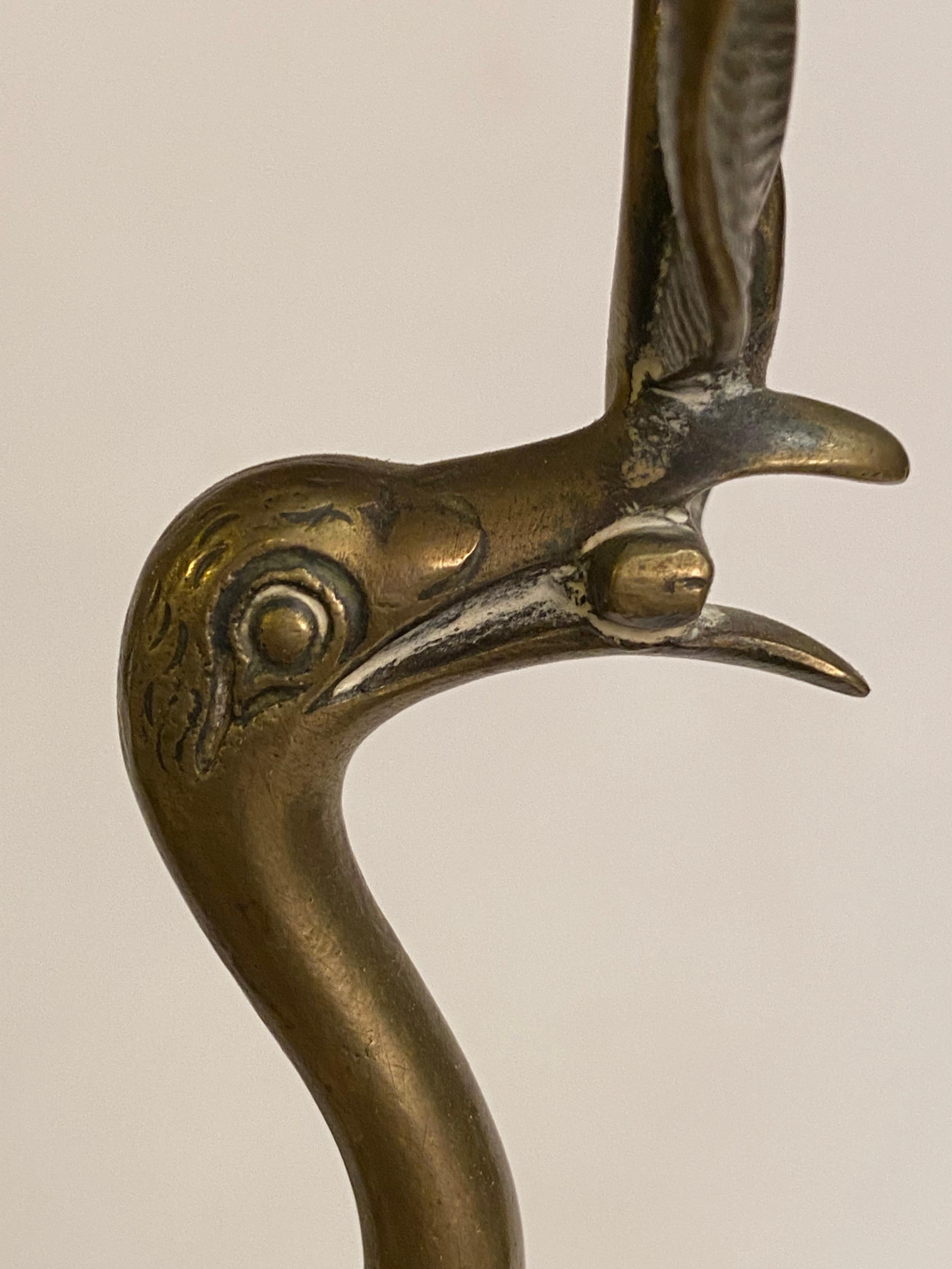 19th Century Aesthetic Bronze Flamingo Candle Holders In Good Condition In Garnerville, NY