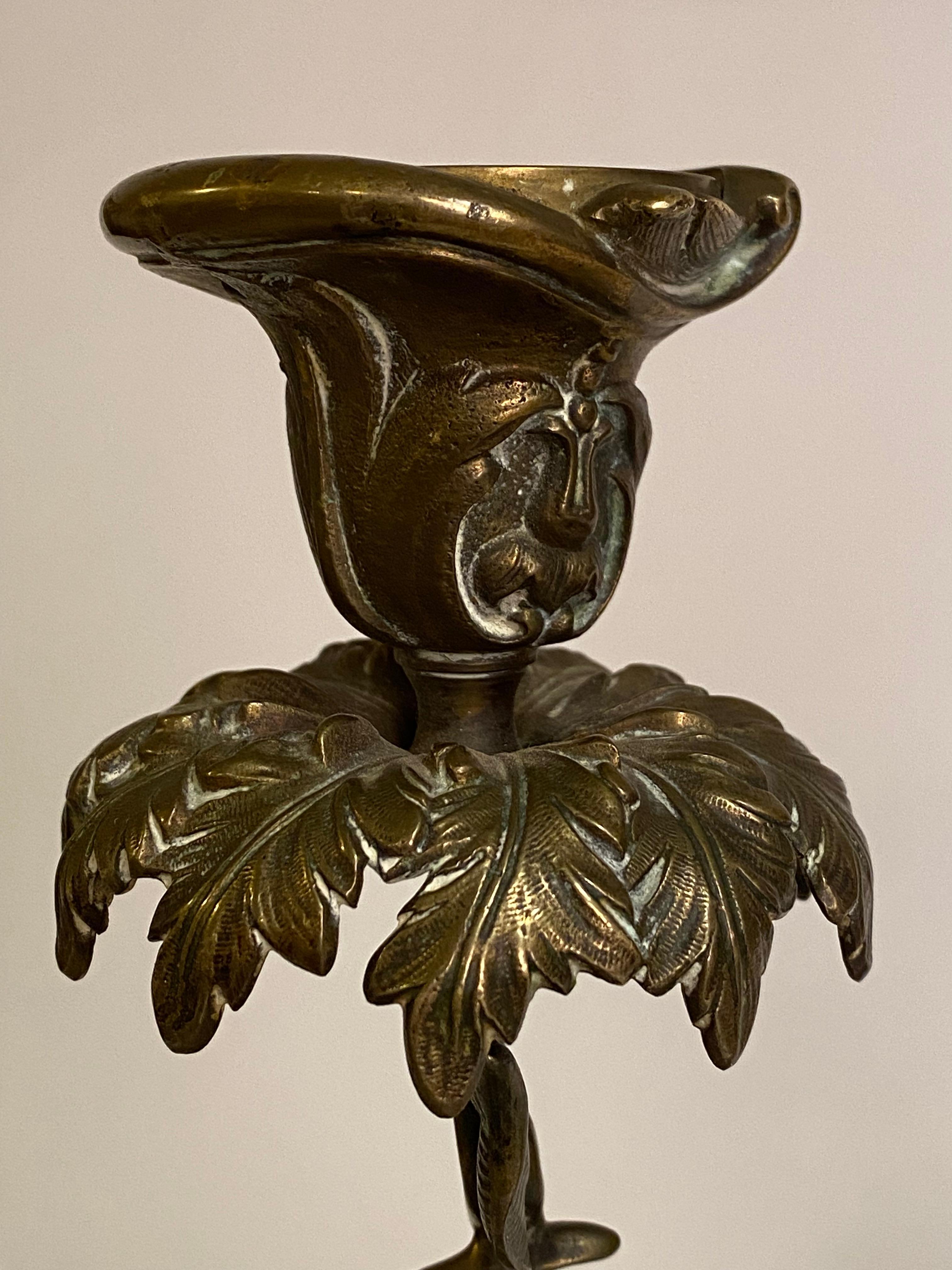 19th Century Aesthetic Bronze Flamingo Candle Holders 3