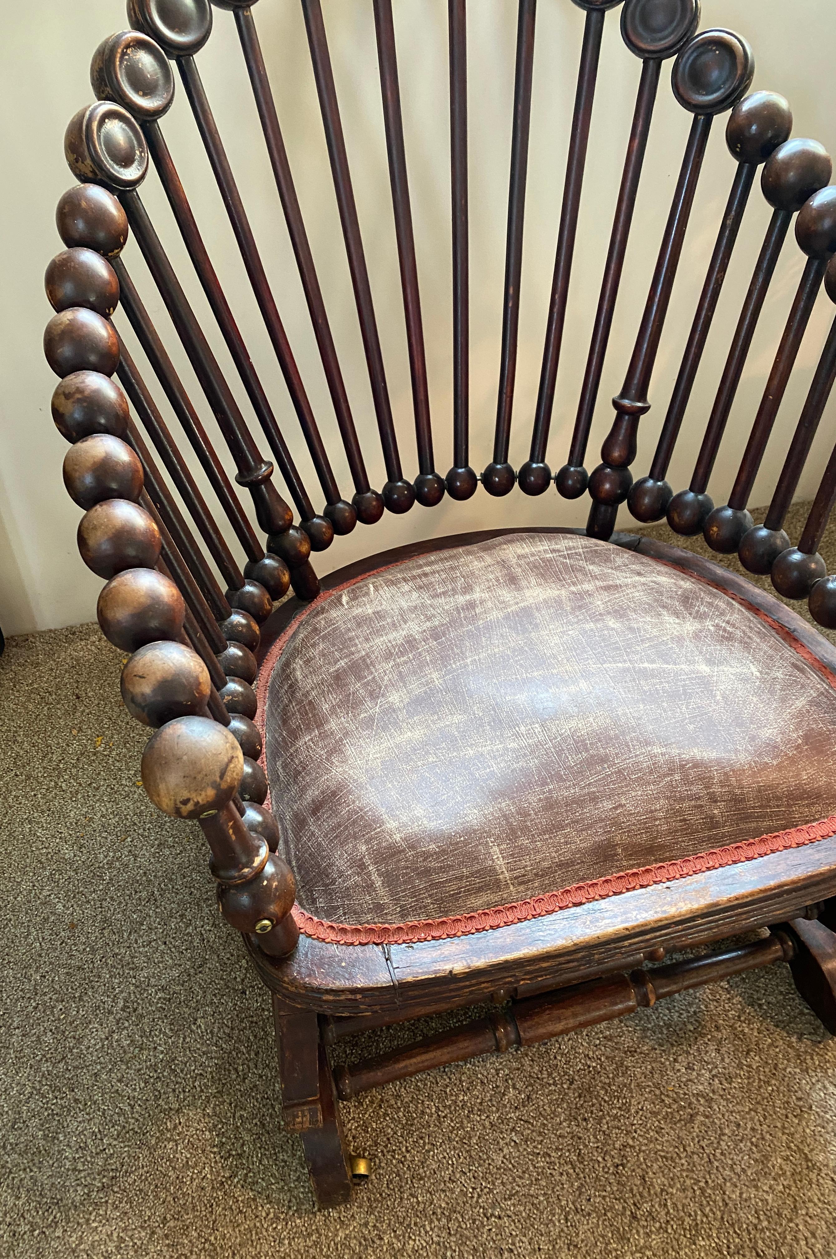 Turned Final Closing March 31!  19th Century George Hunzinger Lollipop Rocking Chair  For Sale