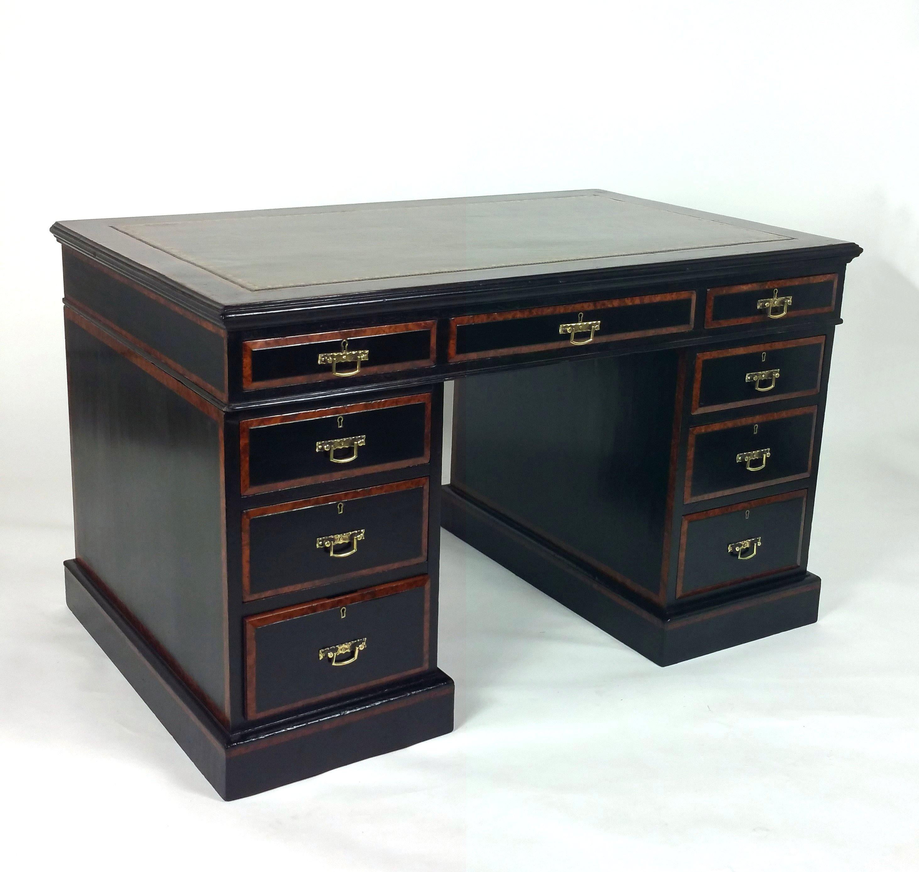 19th Century Aesthetic Movement Ebonized Pedestal Desk 4