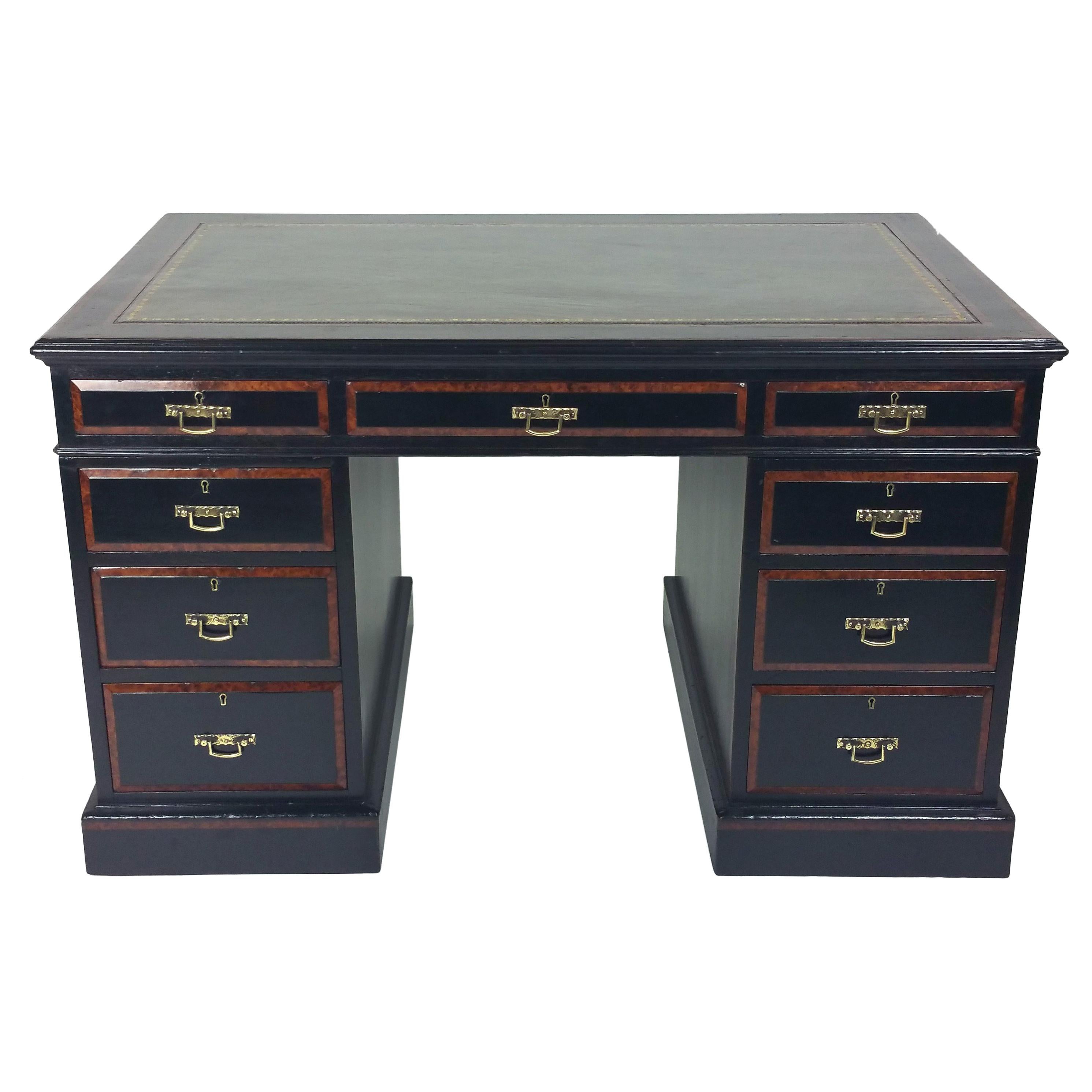 19th Century Aesthetic Movement Ebonized Pedestal Desk