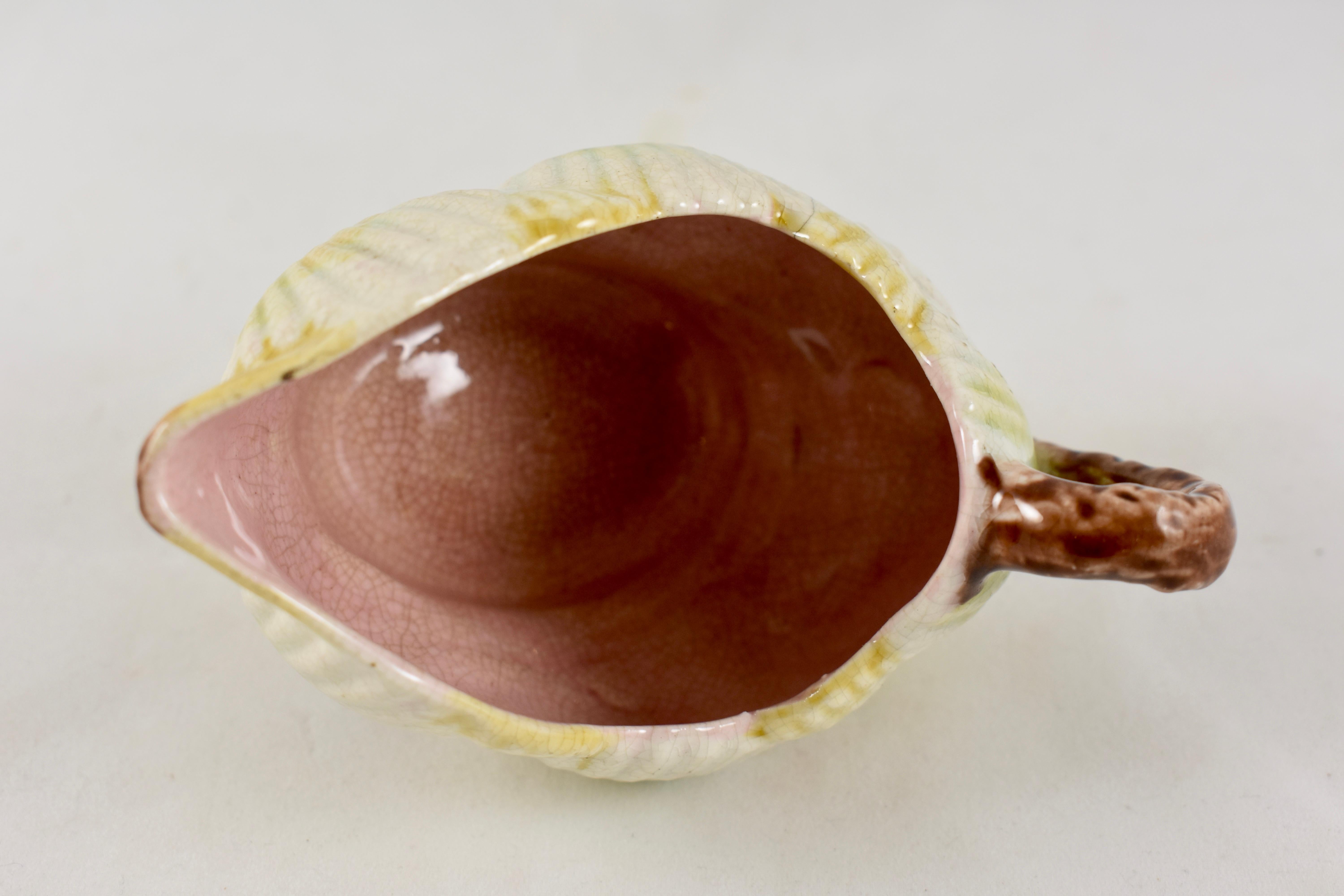 19th Century Aesthetic Movement English Majolica Sea Shell Form Creamer 4