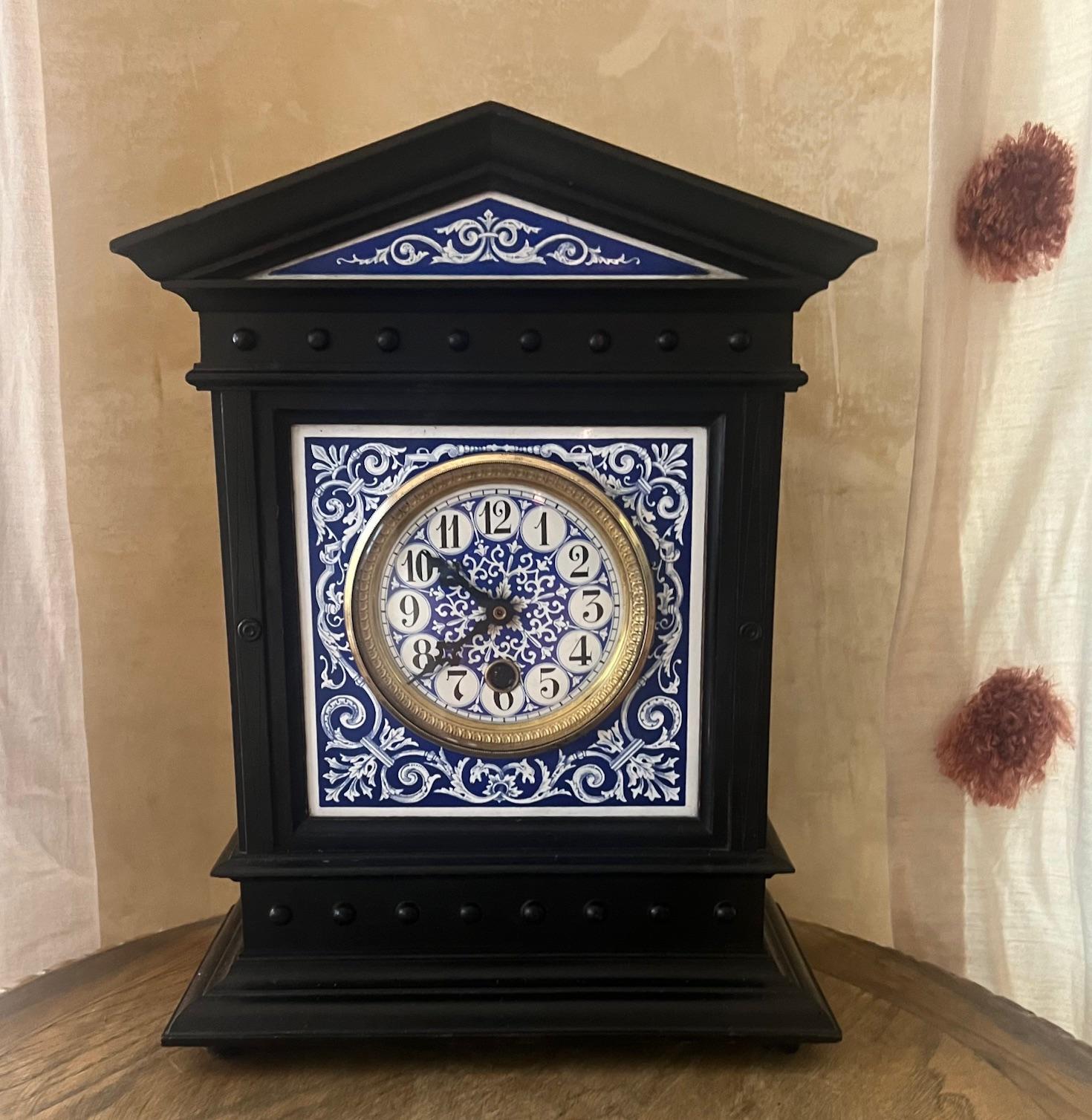 19th Century Aesthetic Movement Mantle Clock In Good Condition For Sale In Ross, CA
