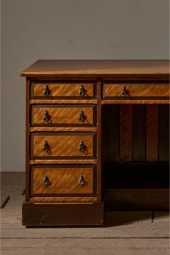 19th Century Aesthetic movement Satin wood and mahogany desk