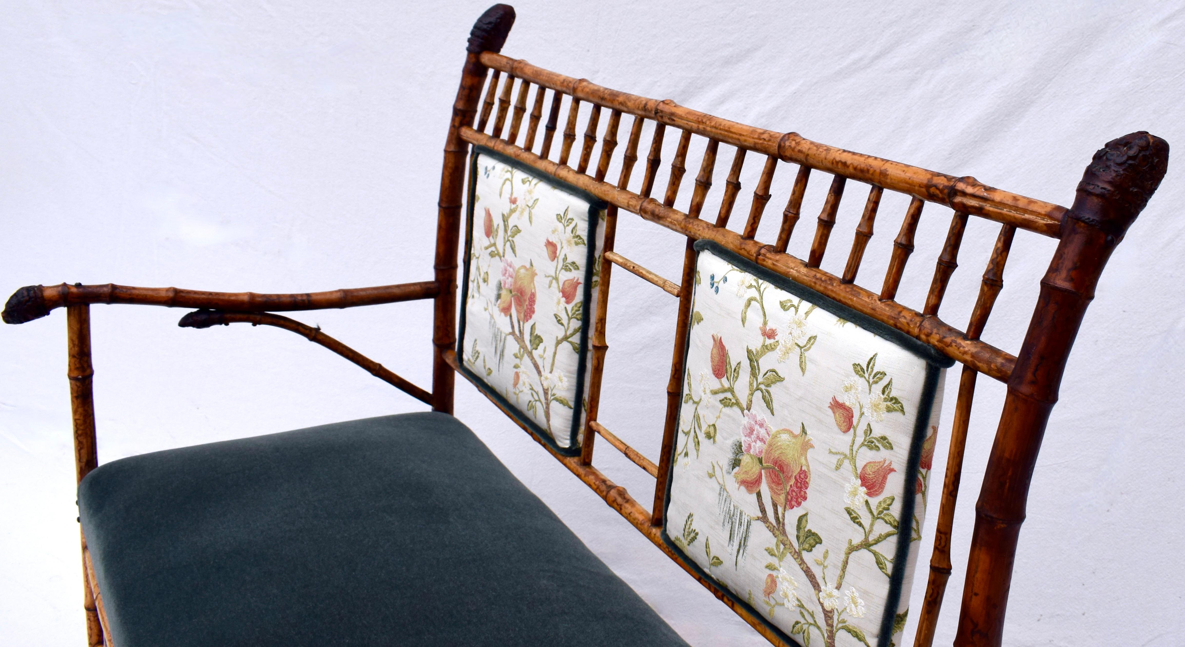 19th Century Aesthetic Movement Tortoise Bamboo Settee For Sale 3