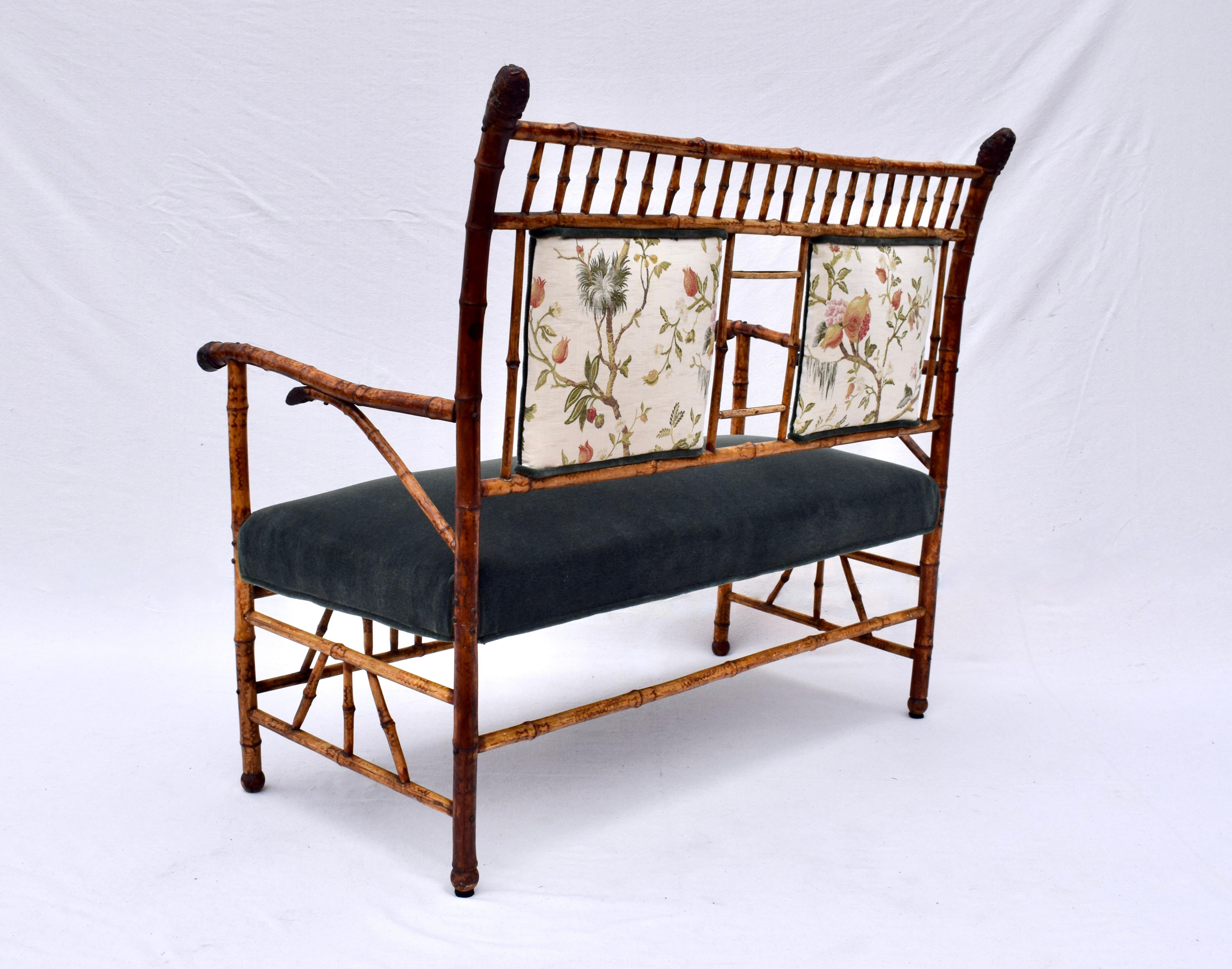 19th Century Aesthetic Movement Tortoise Bamboo Settee For Sale 4