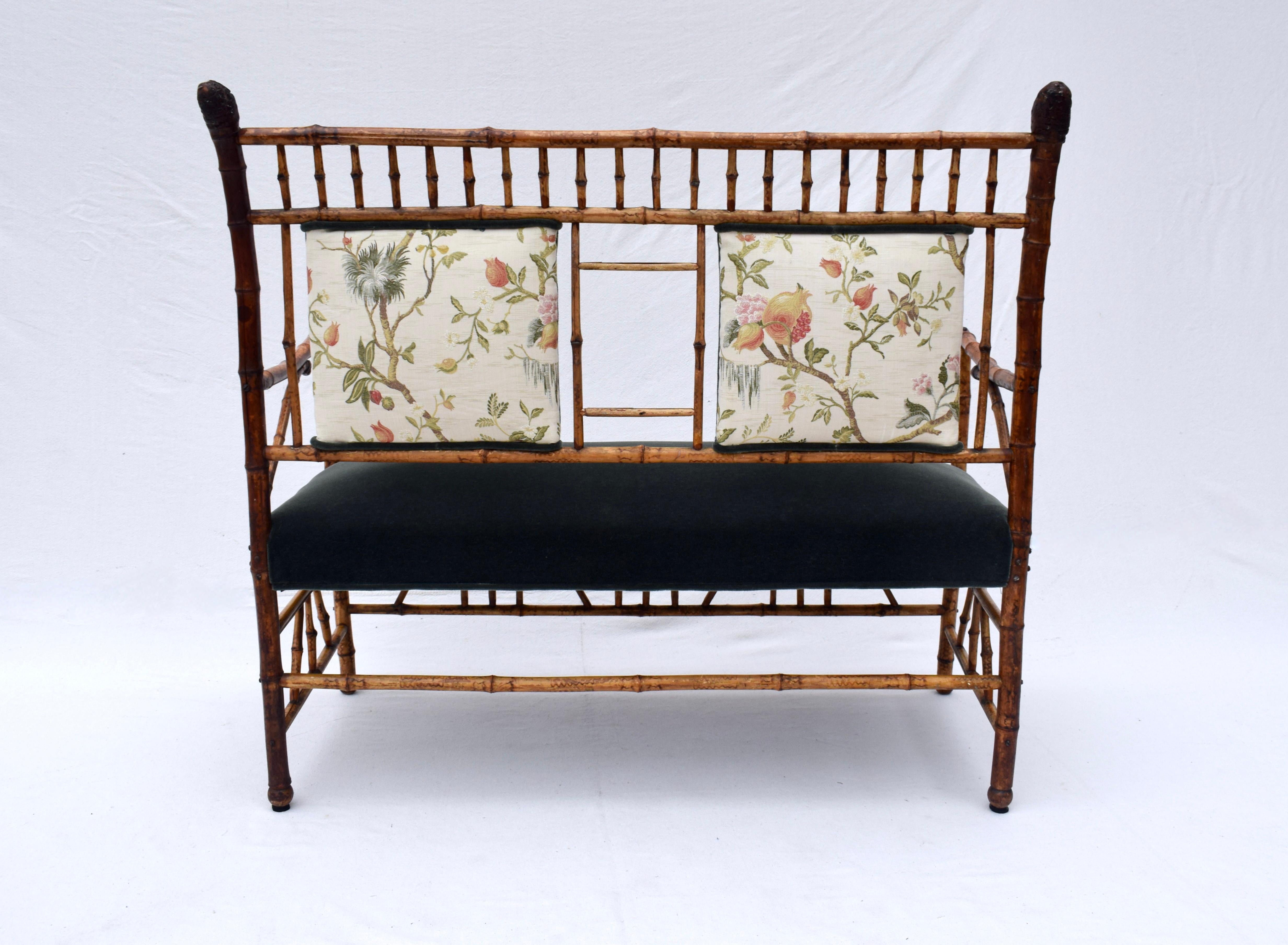 19th Century Aesthetic Movement Tortoise Bamboo Settee For Sale 5