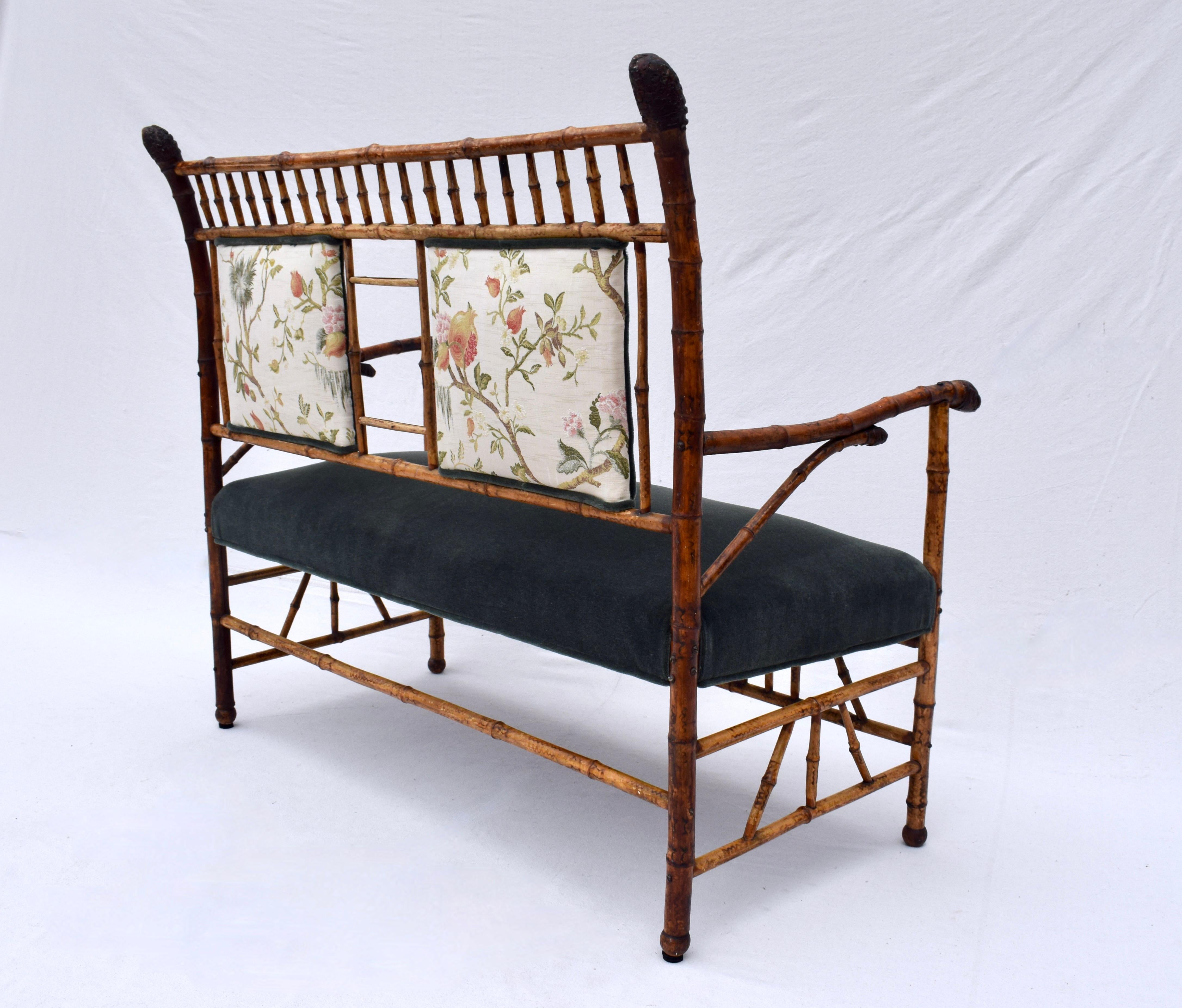 19th Century Aesthetic Movement Tortoise Bamboo Settee For Sale 6