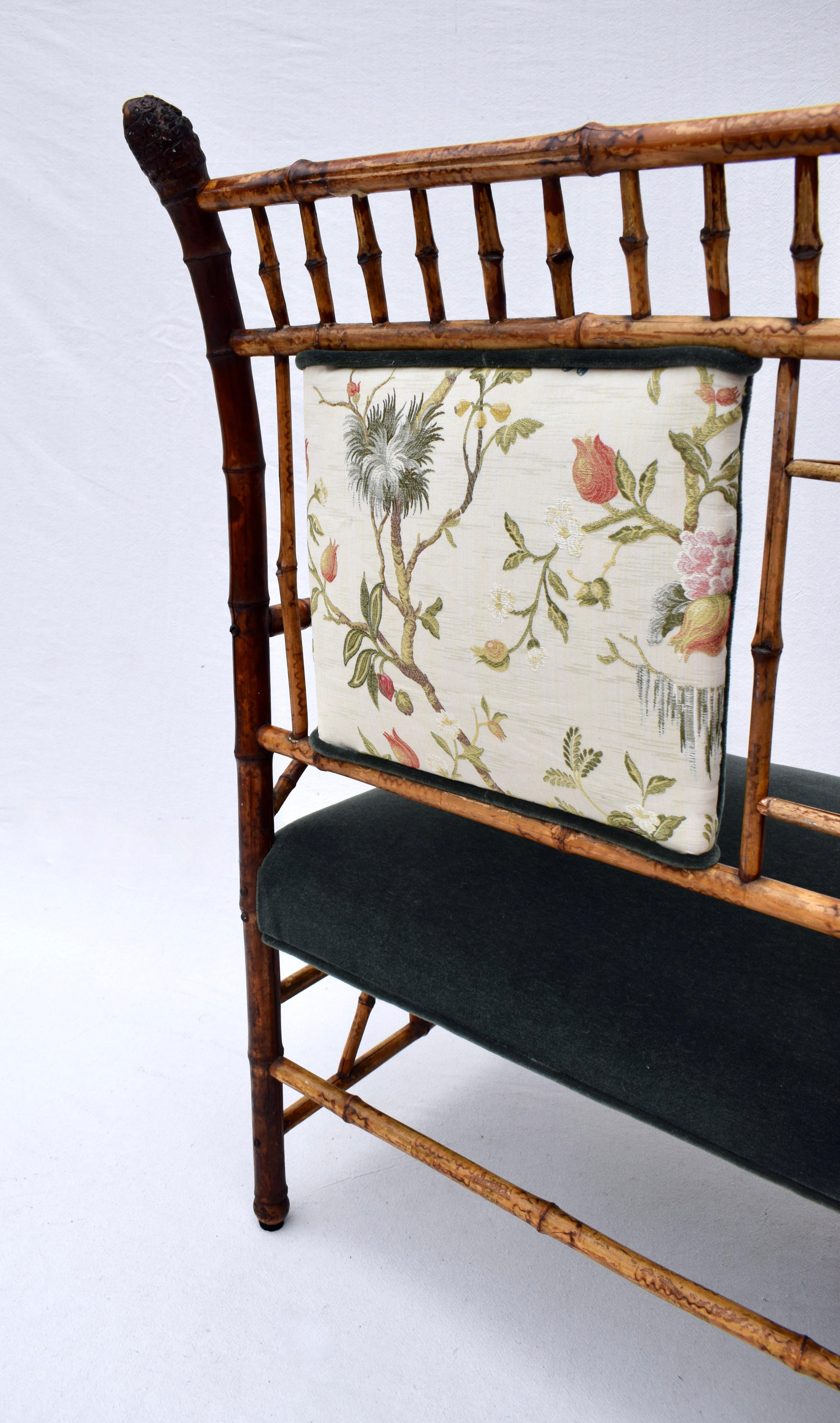 19th Century Aesthetic Movement Tortoise Bamboo Settee For Sale 7