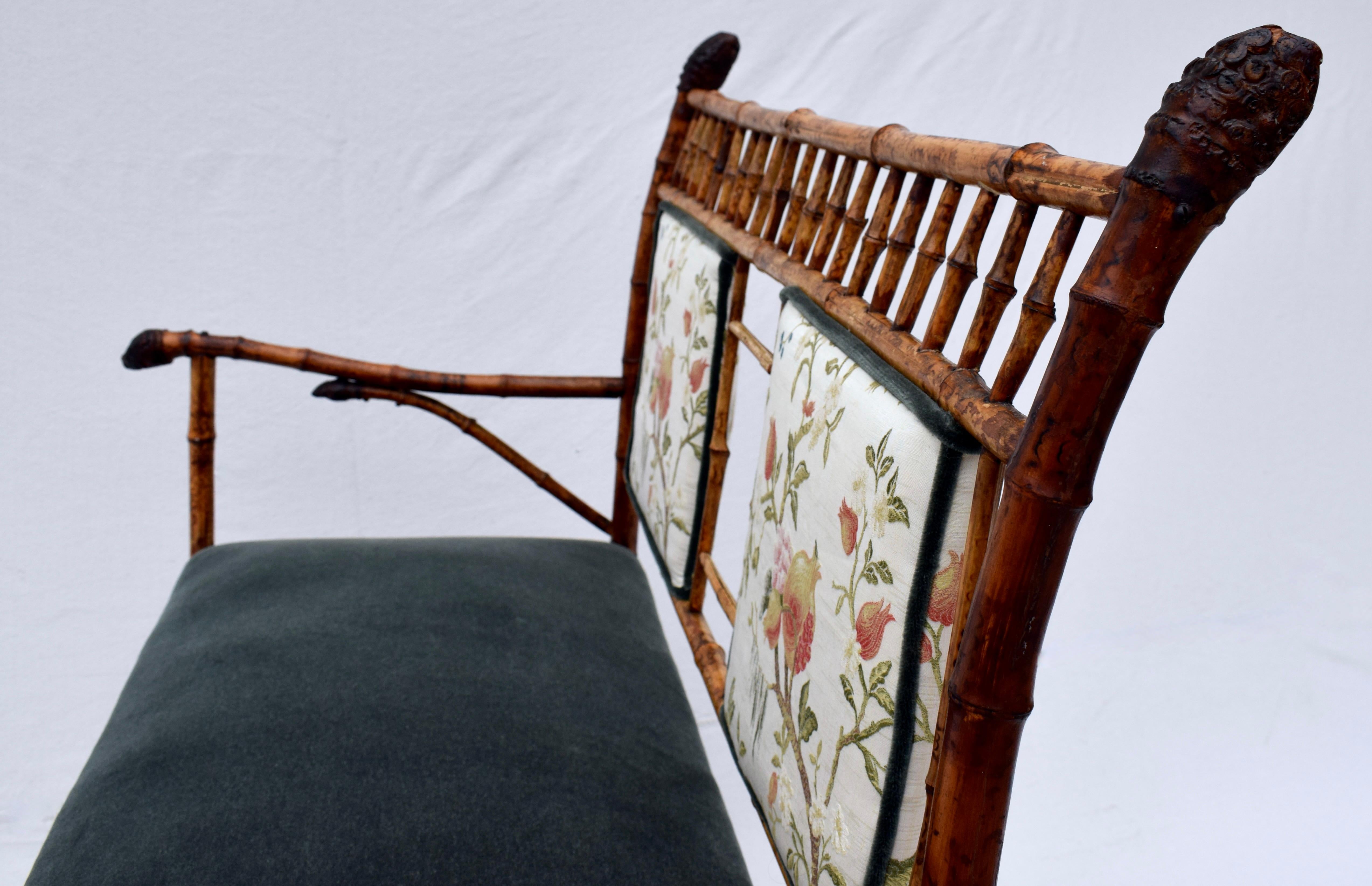 19th Century Aesthetic Movement Tortoise Bamboo Settee For Sale 9