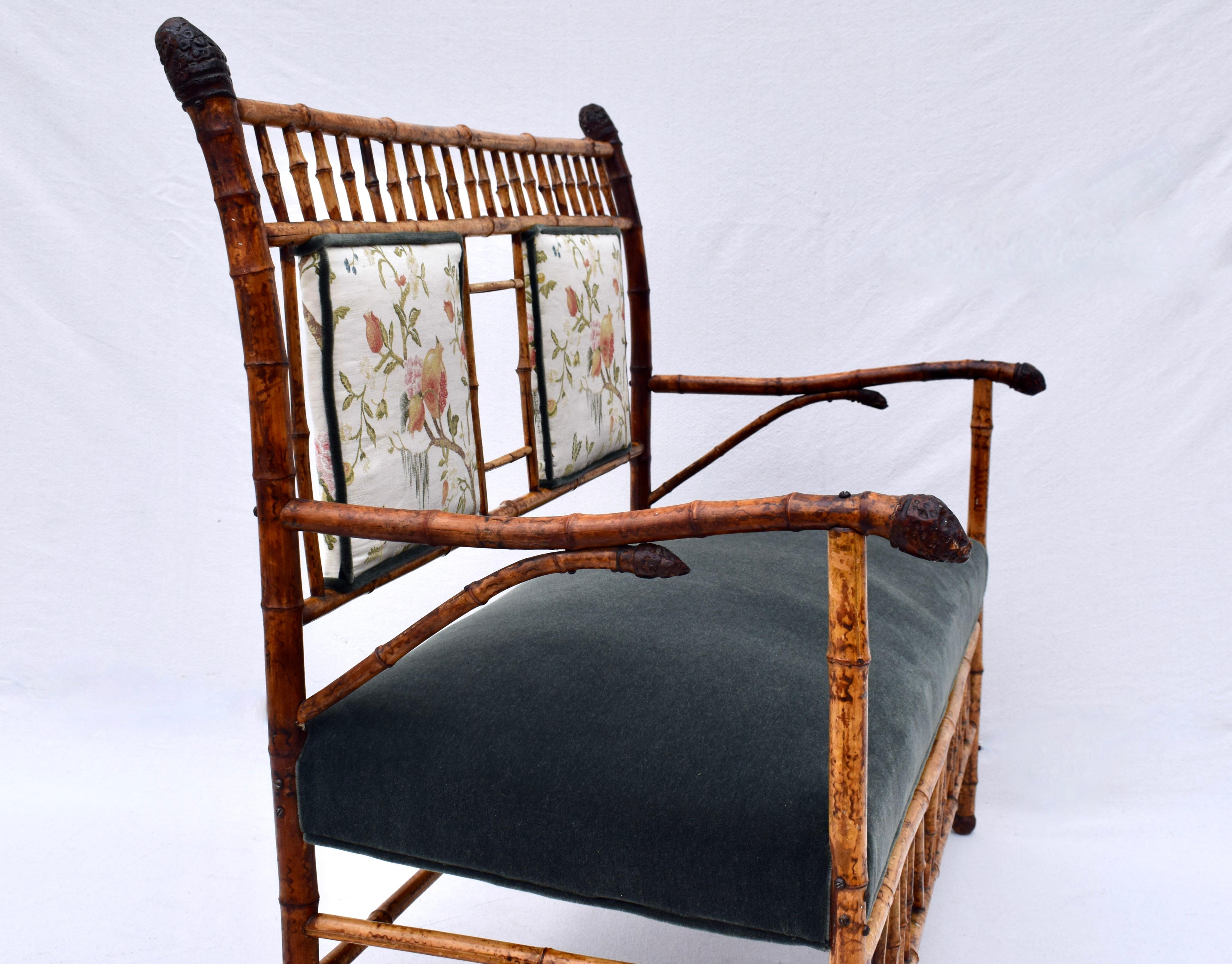 19th Century Aesthetic Movement Tortoise Bamboo Settee For Sale 10