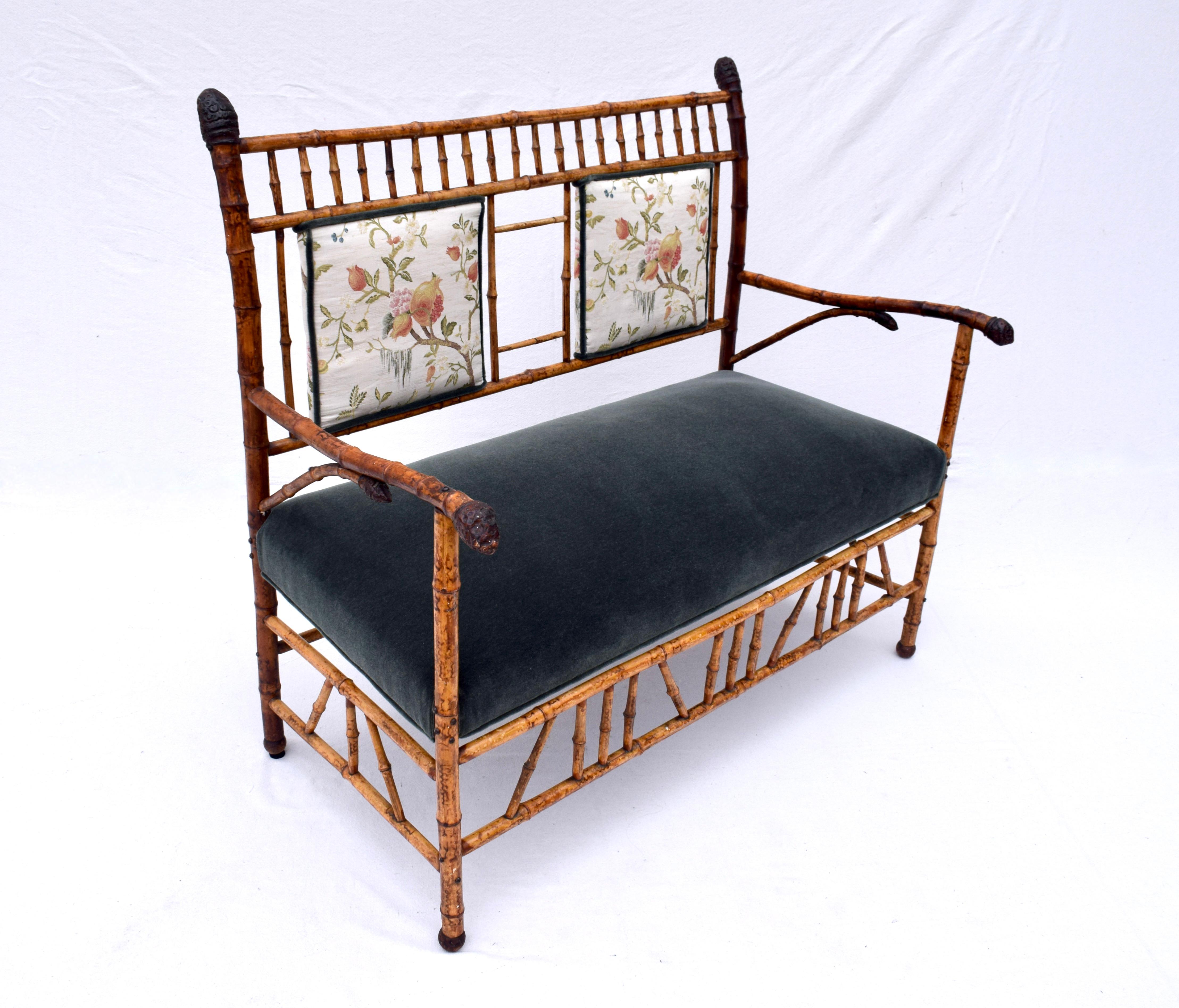 English 19th Century Aesthetic Movement Tortoise Bamboo Settee For Sale